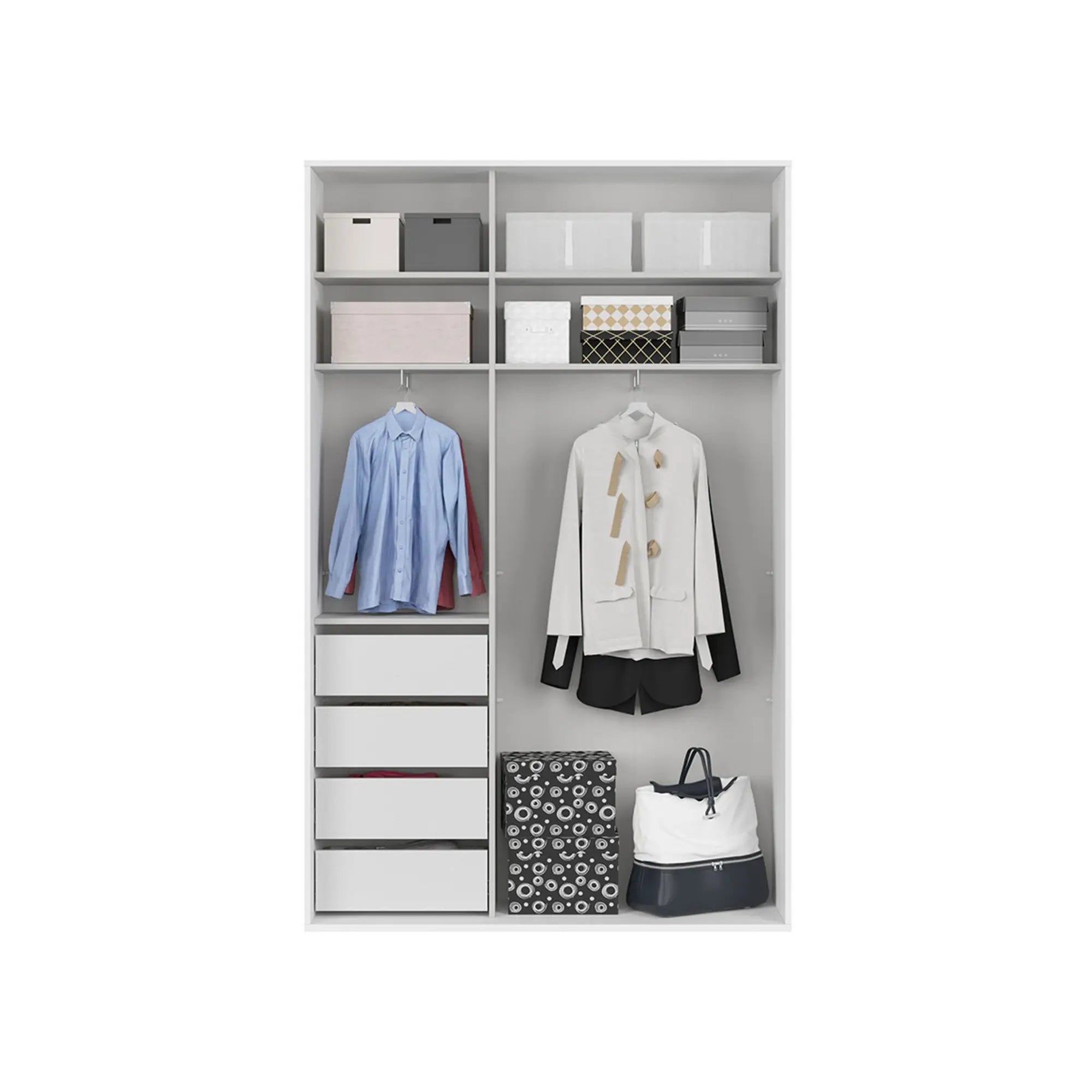 Dulap FLEX, alb, PAL, cu 2 usi, 150x45x240 cm