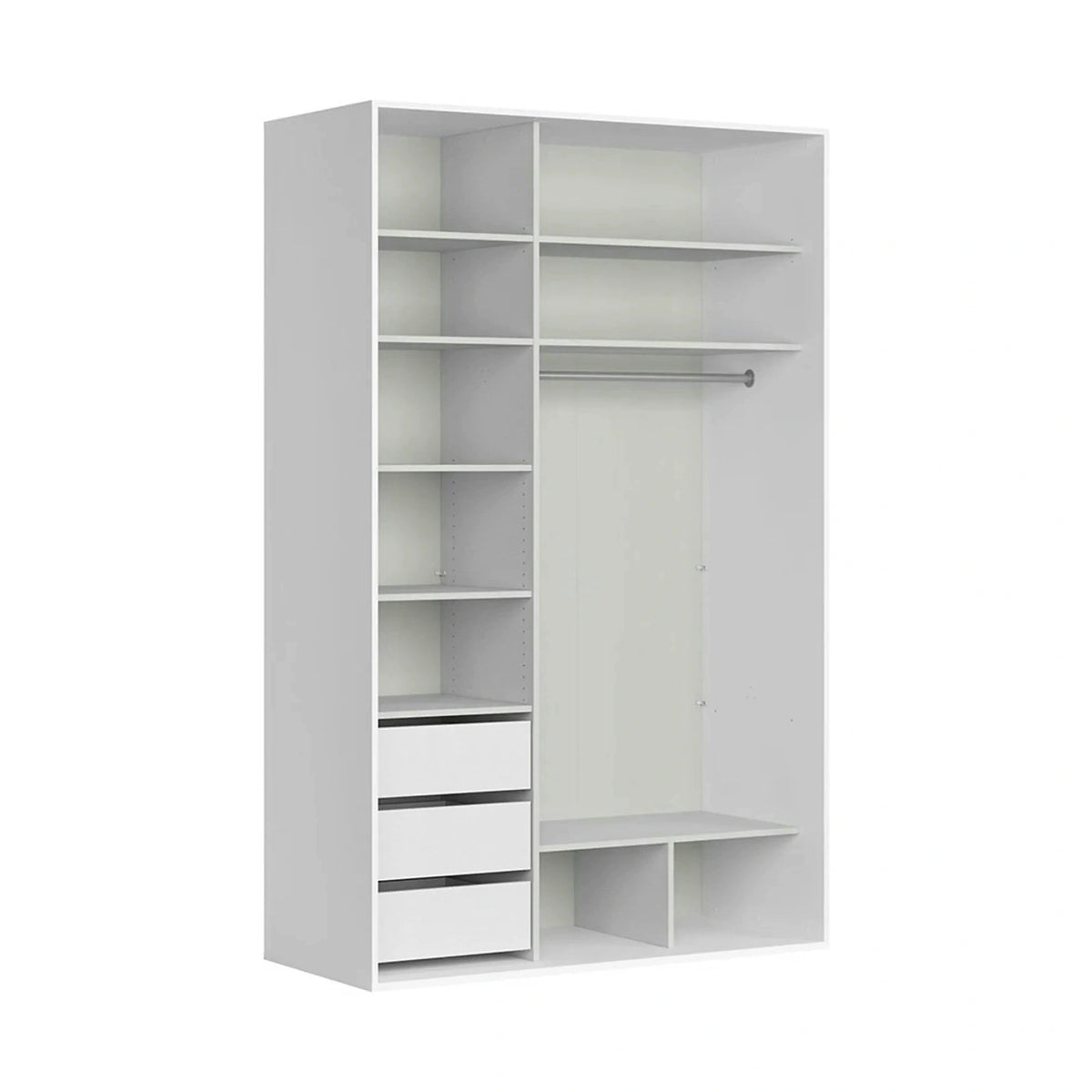 Dulap FLEX, alb, PAL, cu 2 usi si oglinda, 150x66x240 cm