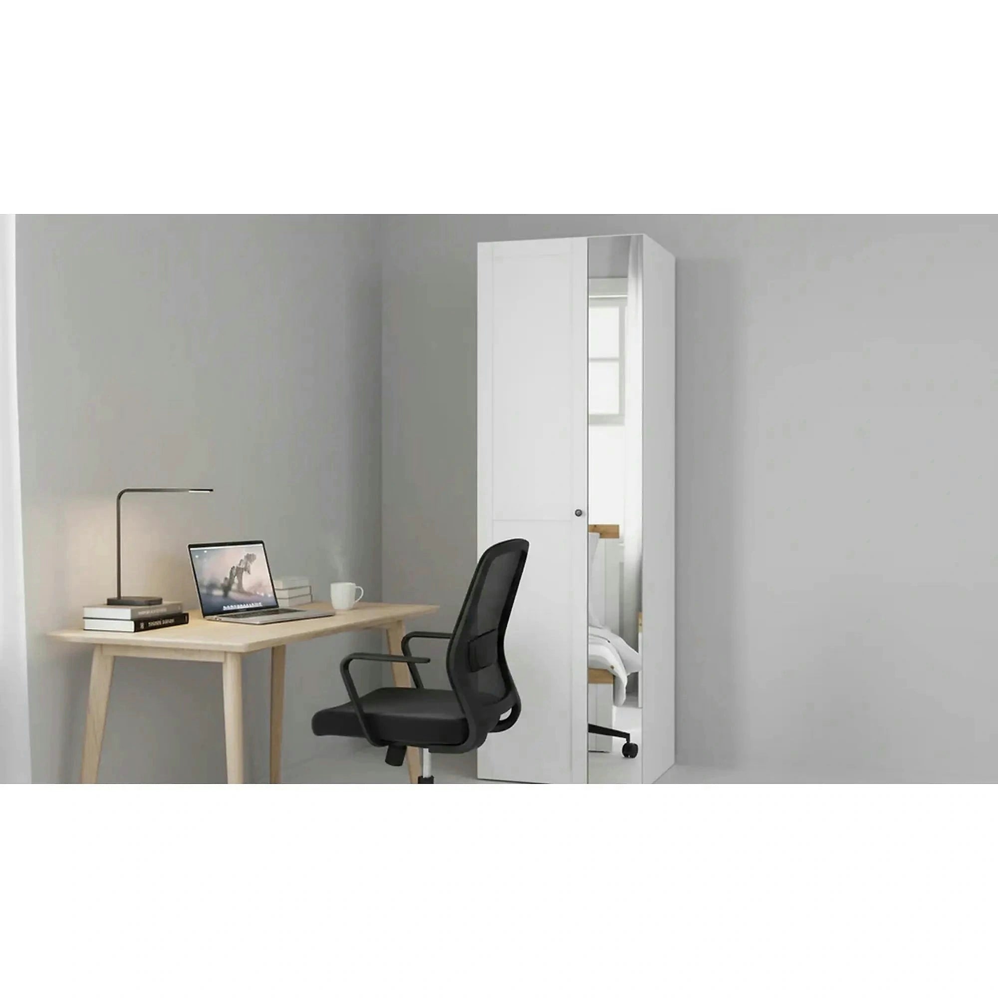 Dulap FLEX, alb, PAL, cu 2 usi si oglinda, 75x66x240 cm