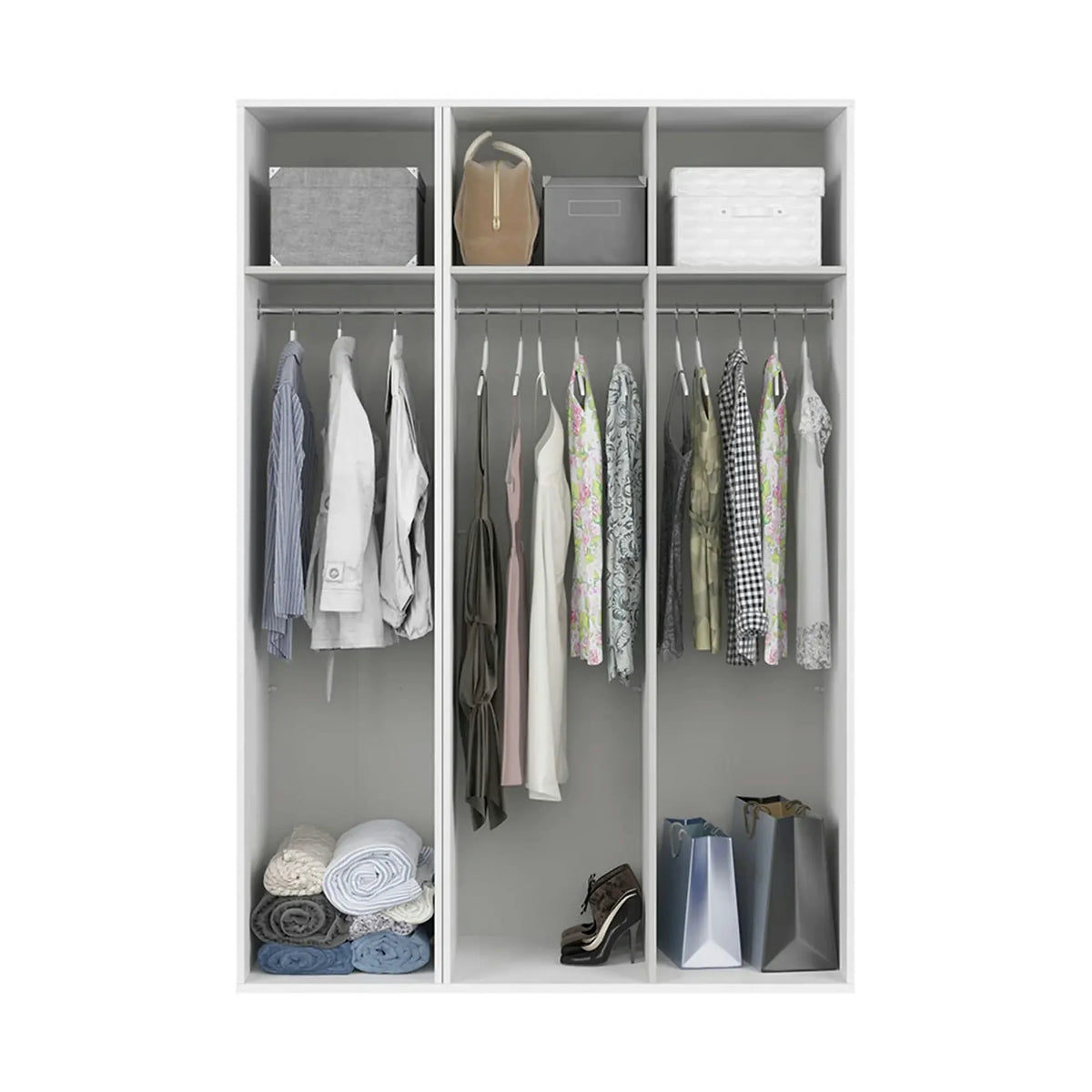 Dulap FLEX, alb, PAL, cu 3 usi, 150x66x218 cm
