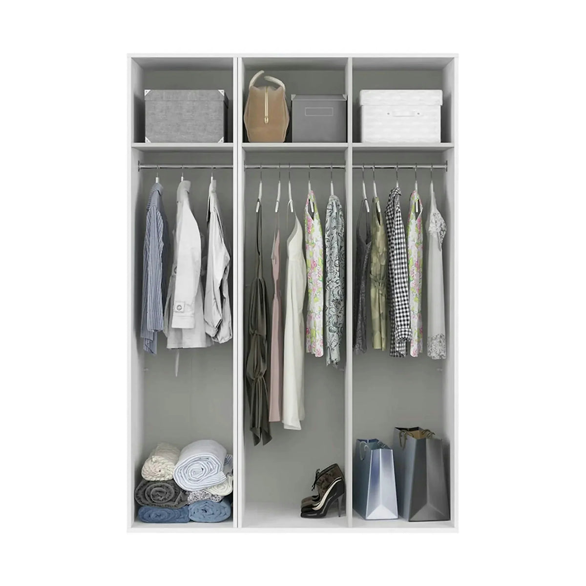 Dulap FLEX, alb, PAL, cu 3 usi, 150x66x218 cm
