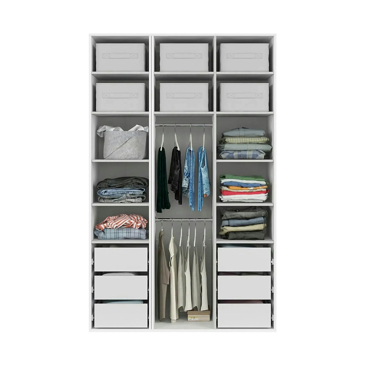 Dulap FLEX, alb, PAL, cu 3 usi, 150x66x240 cm