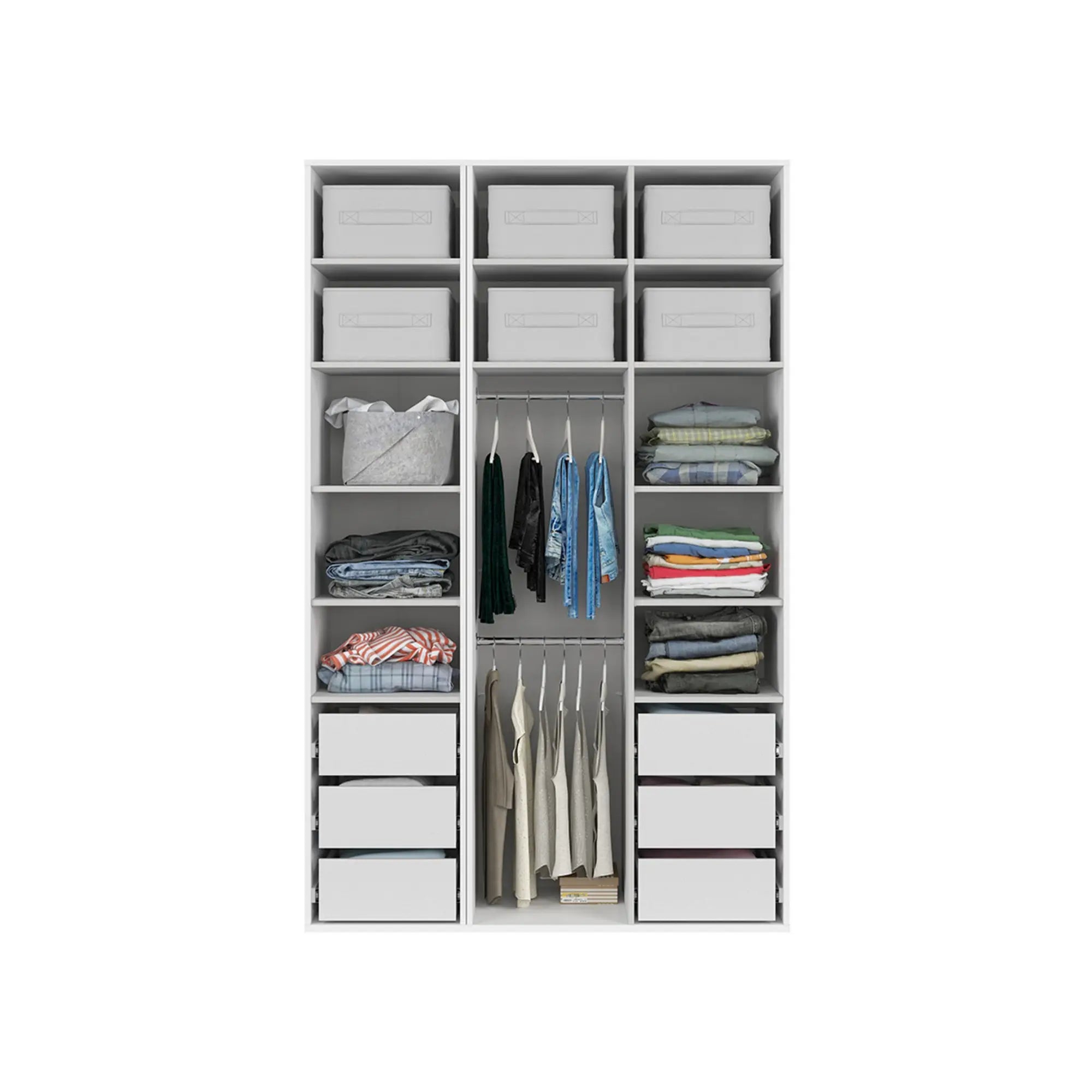 Dulap FLEX, alb, PAL, cu 3 usi, 150x66x240 cm