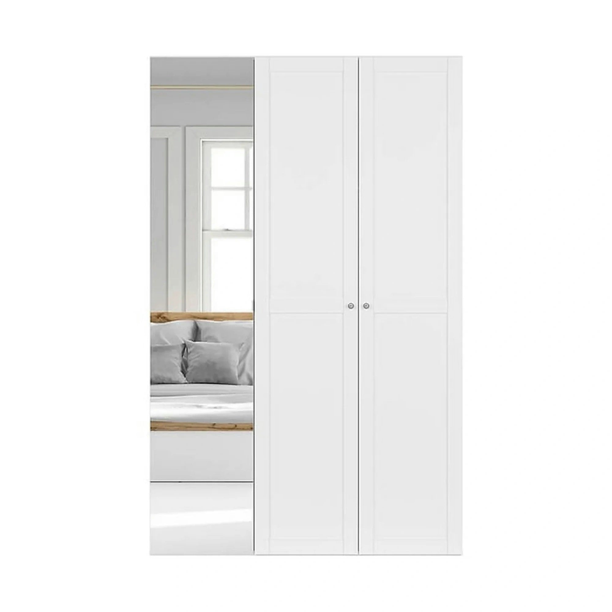Dulap FLEX, alb, PAL, cu 3 usi si oglinda, 150x45x240 cm