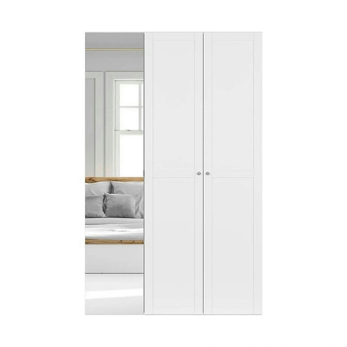 Dulap FLEX, alb, PAL, cu 3 usi si oglinda, 150x45x240 cm