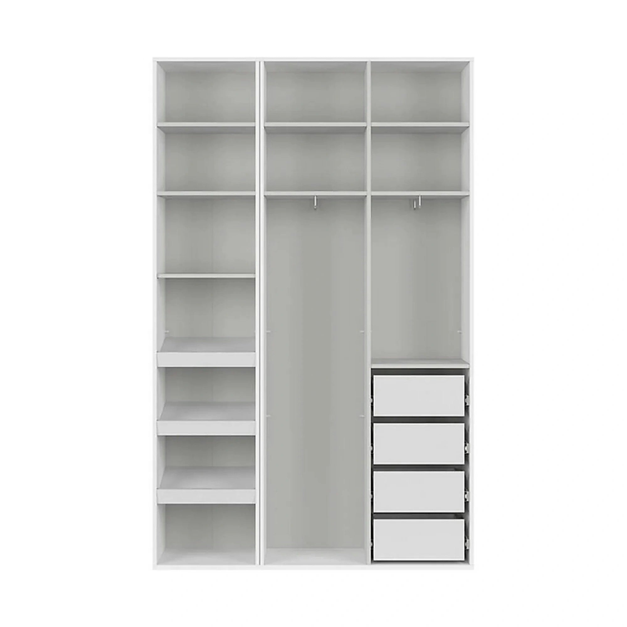 Dulap FLEX, alb, PAL, cu 3 usi si oglinda, 150x45x240 cm