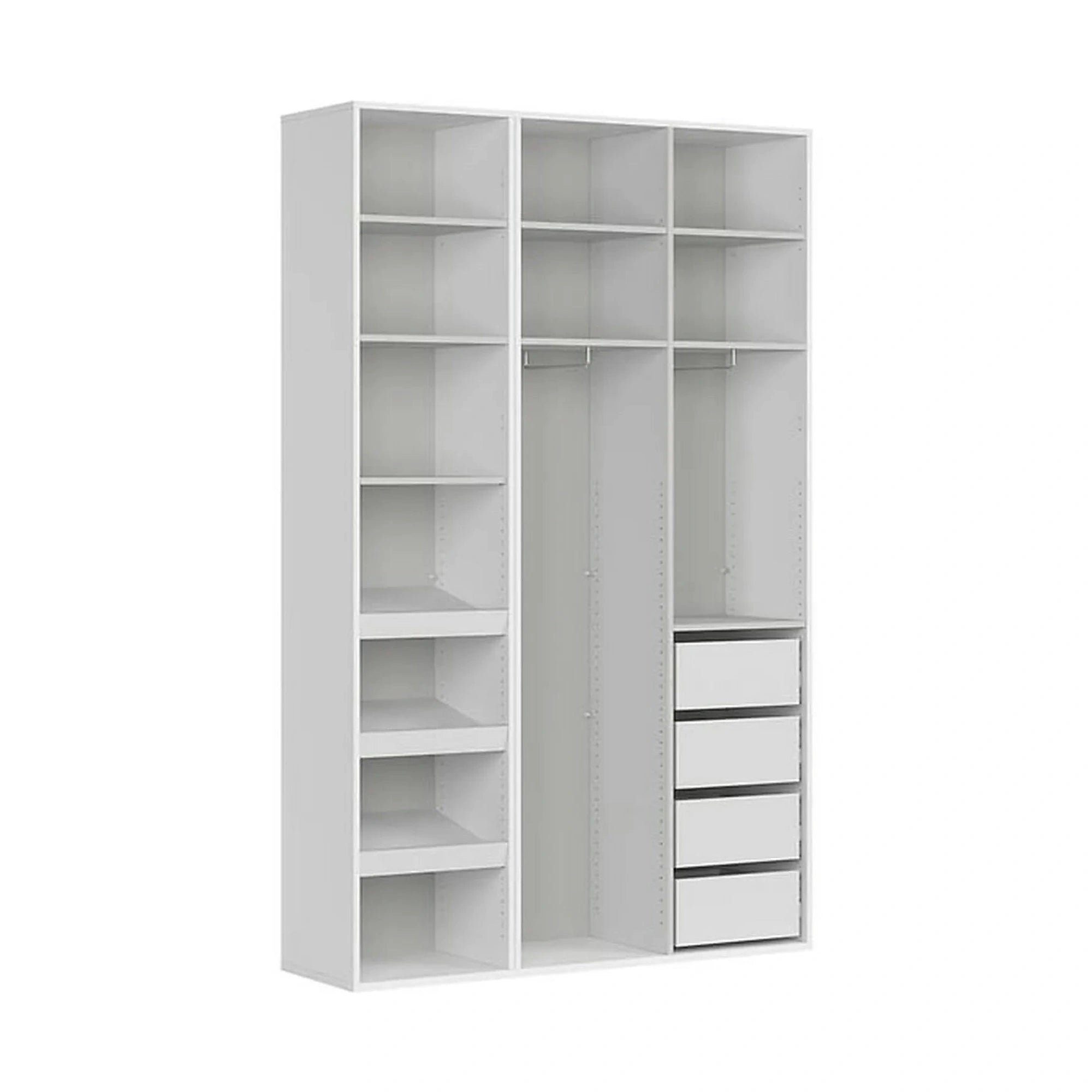 Dulap FLEX, alb, PAL, cu 3 usi si oglinda, 150x45x240 cm