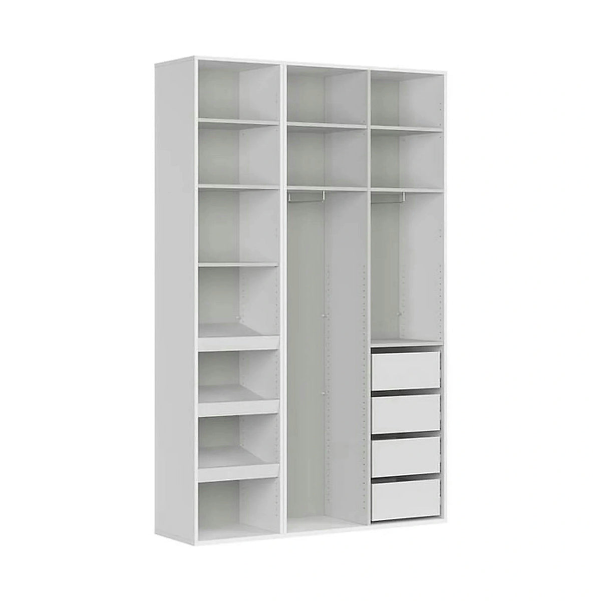 Dulap FLEX, alb, PAL, cu 3 usi si oglinda, 150x45x240 cm