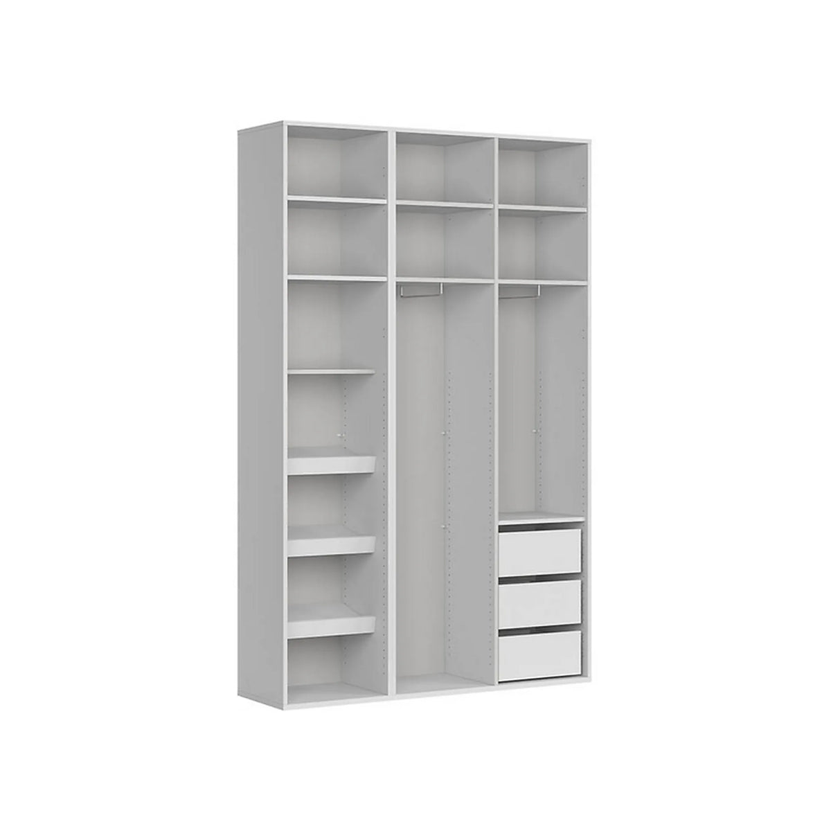 Dulap FLEX, alb/auriu, PAL, cu 3 usi si oglinda, 150x45x240 cm