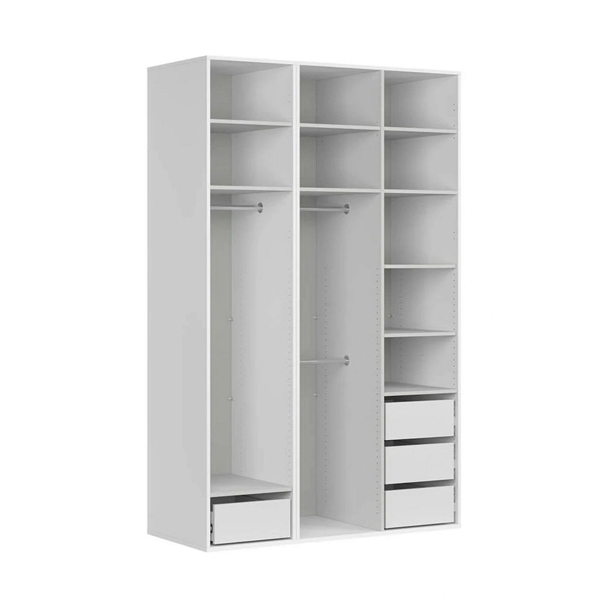 Dulap FLEX, alb, PAL, cu 3 usi si oglinda, 150x66x240 cm