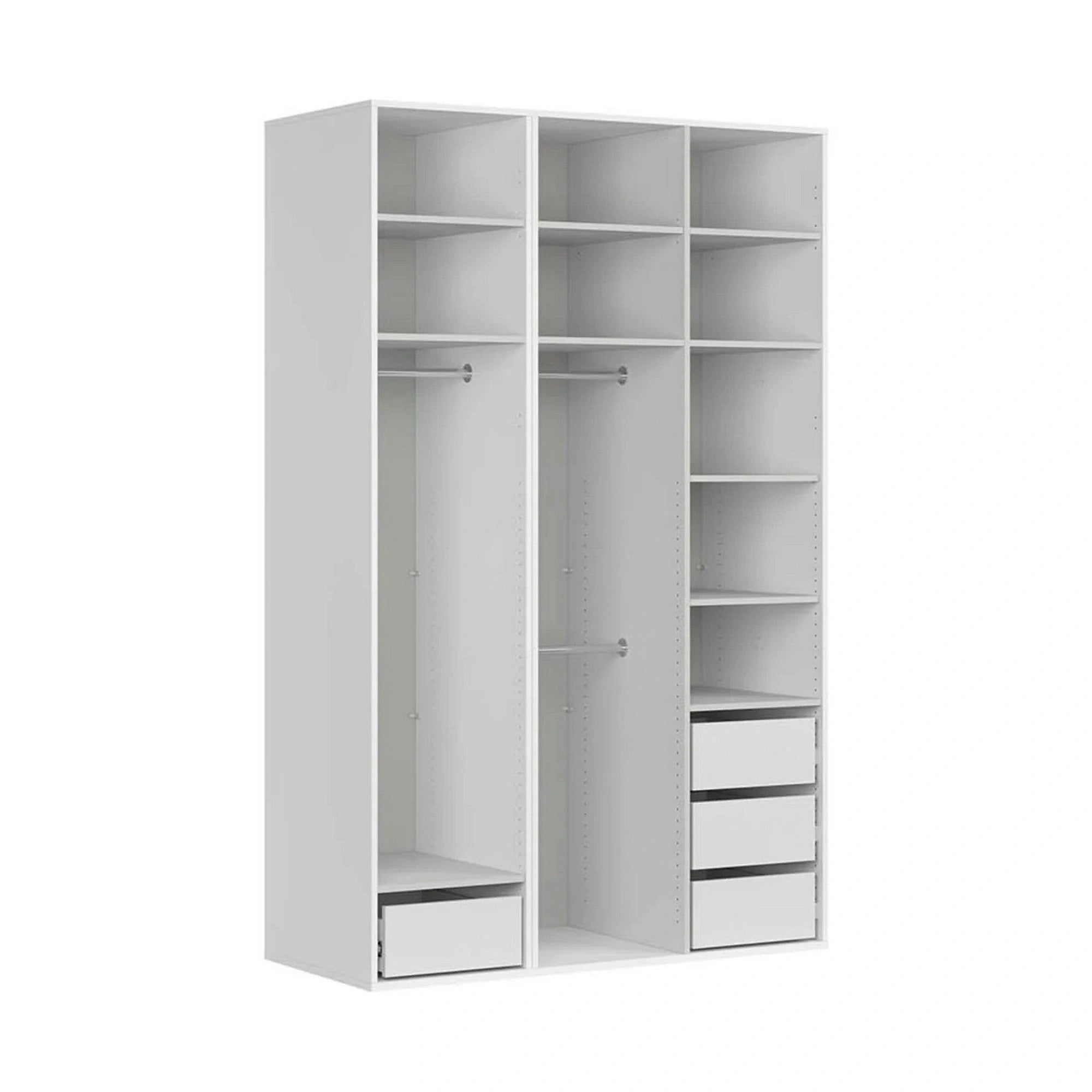 Dulap FLEX, alb, PAL, cu 3 usi si oglinda, 150x66x240 cm