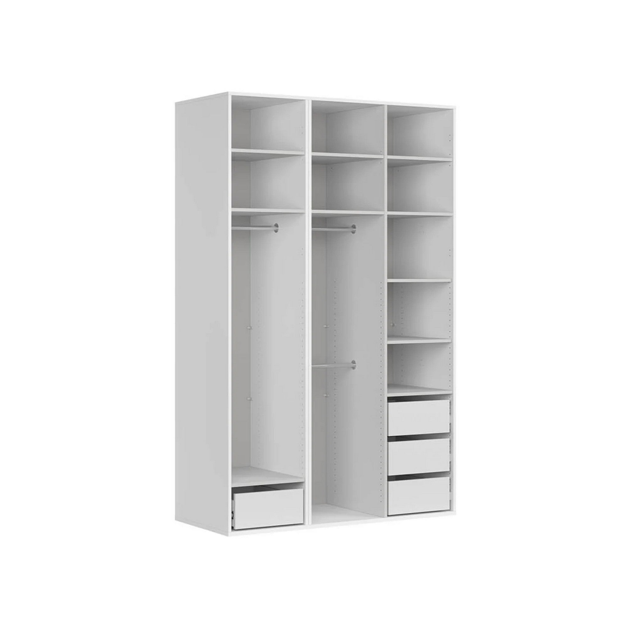 Dulap FLEX, alb, PAL, cu 3 usi si oglinda, 150x66x240 cm