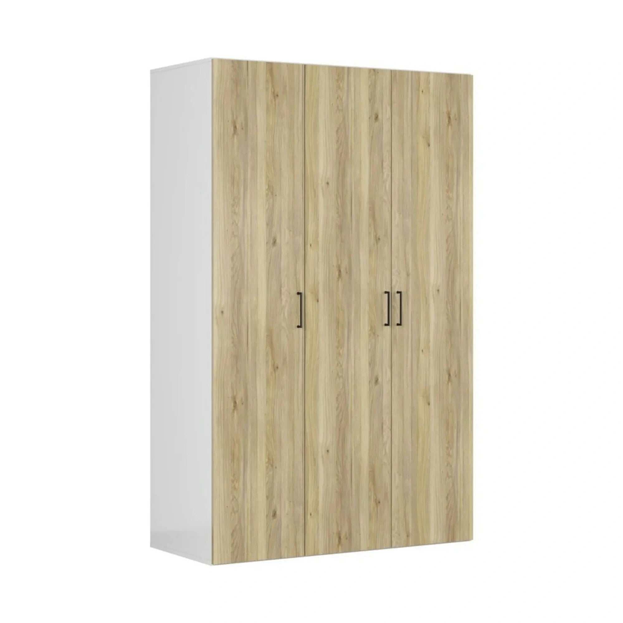 Dulap FLEX, alb/stejar, PAL, cu 3 usi, 150x66x240 cm
