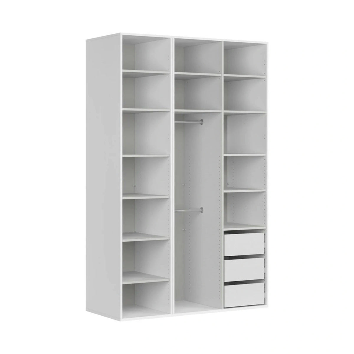 Dulap FLEX, alb/stejar, PAL, cu 3 usi, 150x66x240 cm