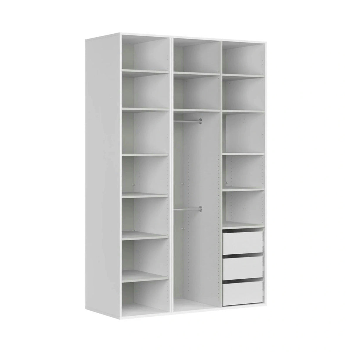 Dulap FLEX, alb/stejar, PAL, cu 3 usi, 150x66x240 cm