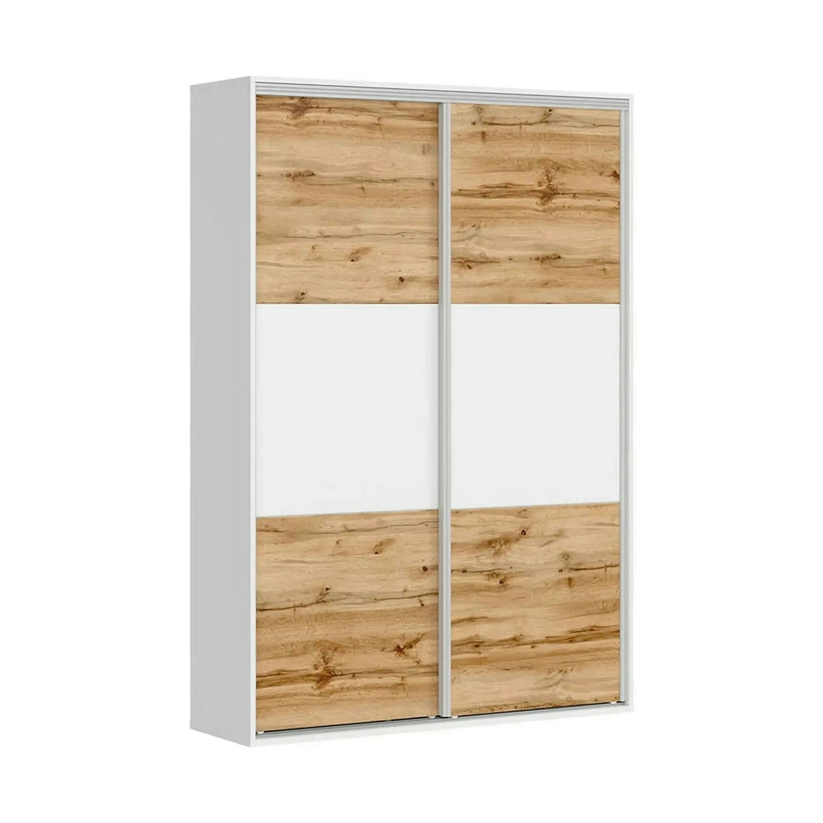 Dulap FLEX, alb/stejar wotan, PAL, cu 2 usi, 150x45x218 cm