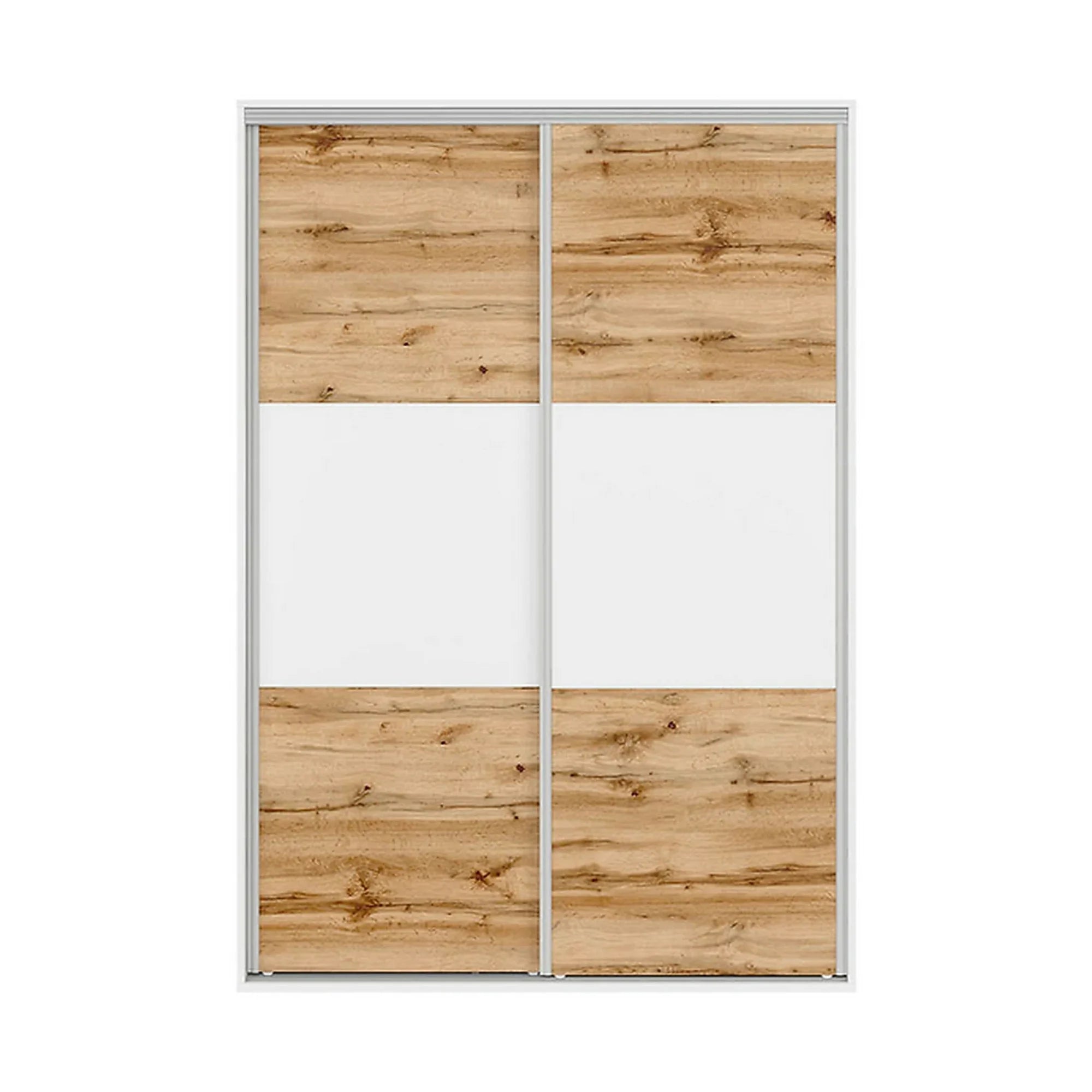 Dulap FLEX, alb/stejar wotan, PAL, cu 2 usi, 150x45x218 cm