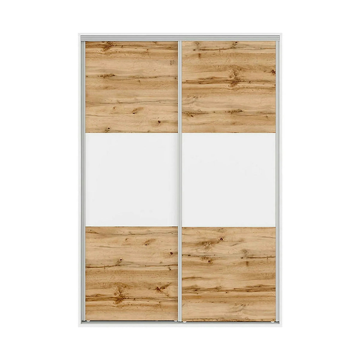 Dulap FLEX, alb/stejar wotan, PAL, cu 2 usi, 150x45x218 cm