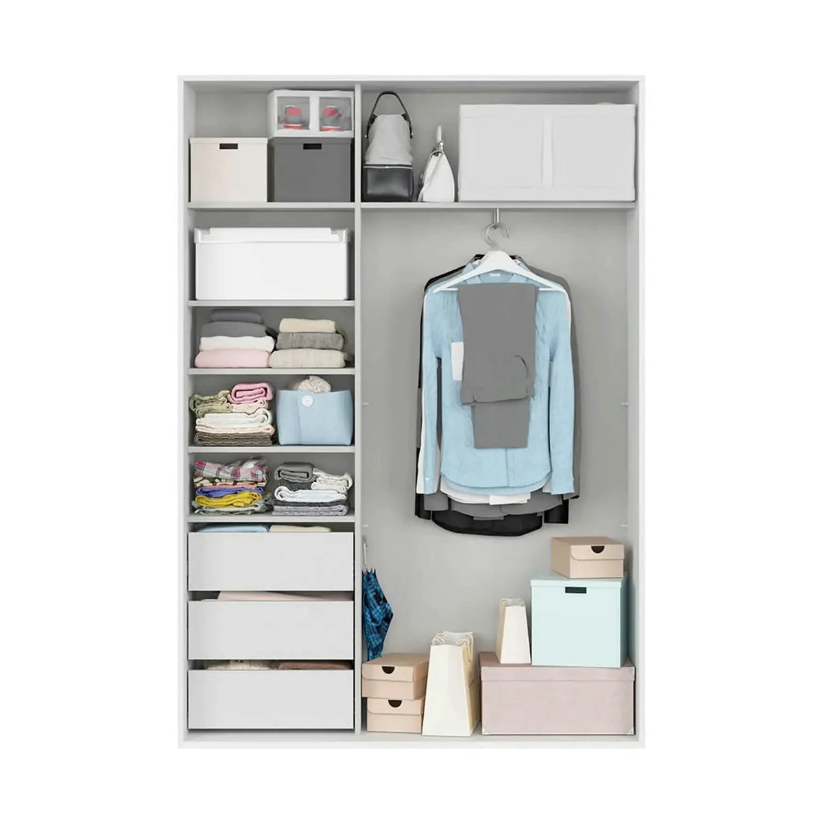 Dulap FLEX, alb/stejar wotan, PAL, cu 2 usi, 150x45x218 cm