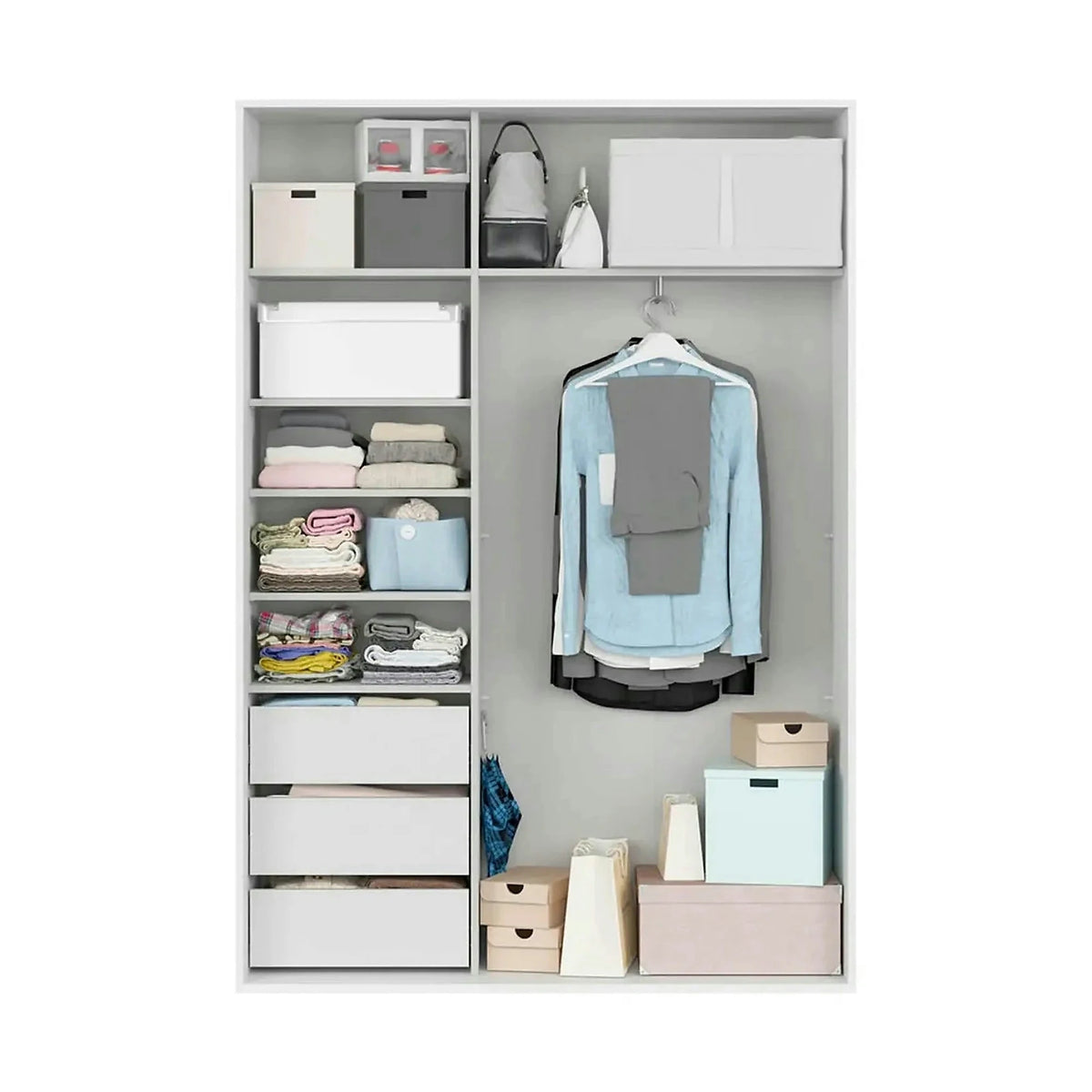 Dulap FLEX, alb/stejar wotan, PAL, cu 2 usi, 150x45x218 cm