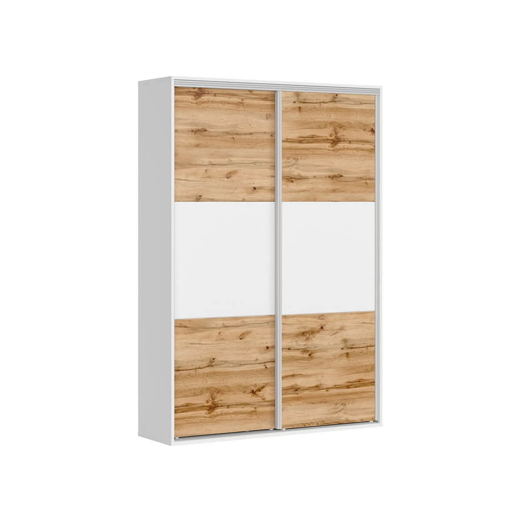 Dulap FLEX, alb/stejar wotan, PAL, cu 2 usi, 150x45x218 cm