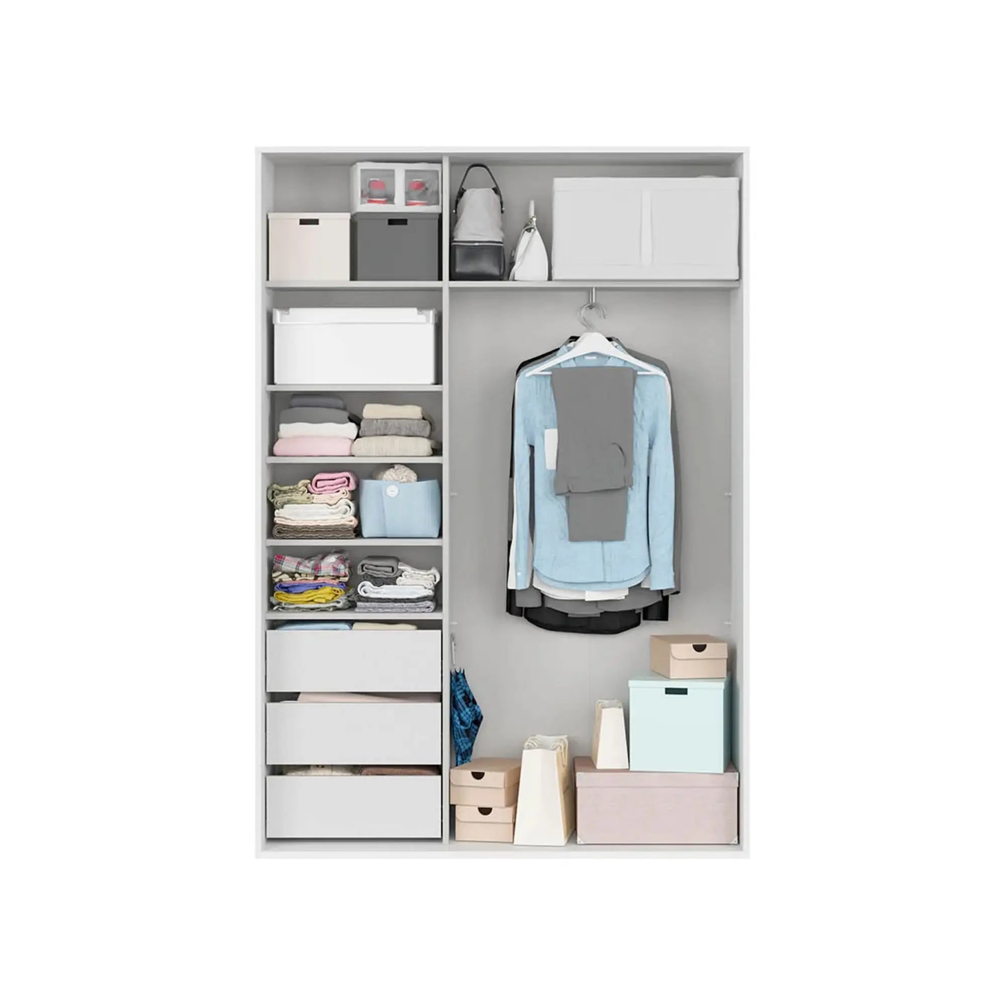 Dulap FLEX, alb/stejar wotan, PAL, cu 2 usi, 150x45x218 cm