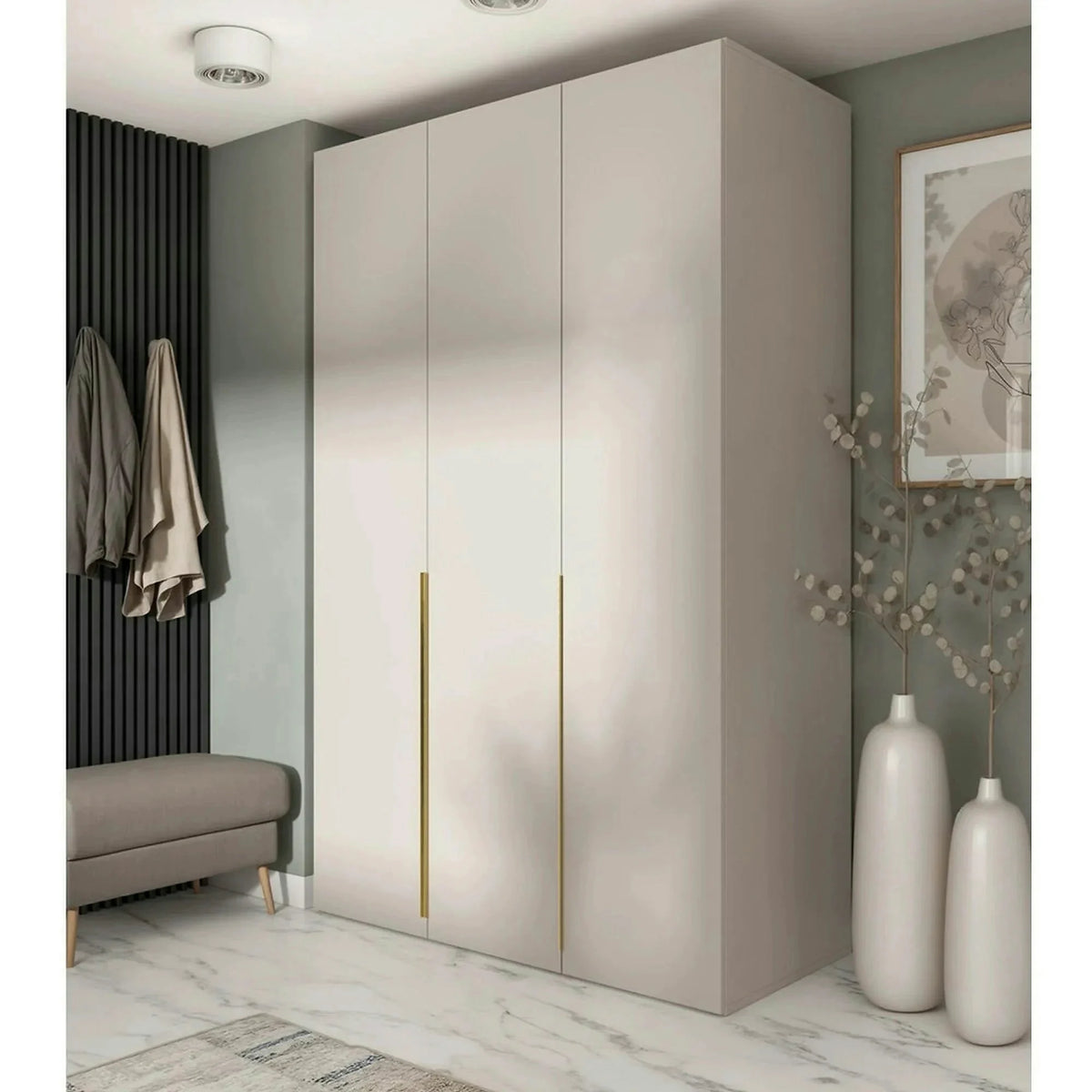 Dulap FLEX, casmir/auriu, PAL, cu 3 usi, 150x66x240 cm