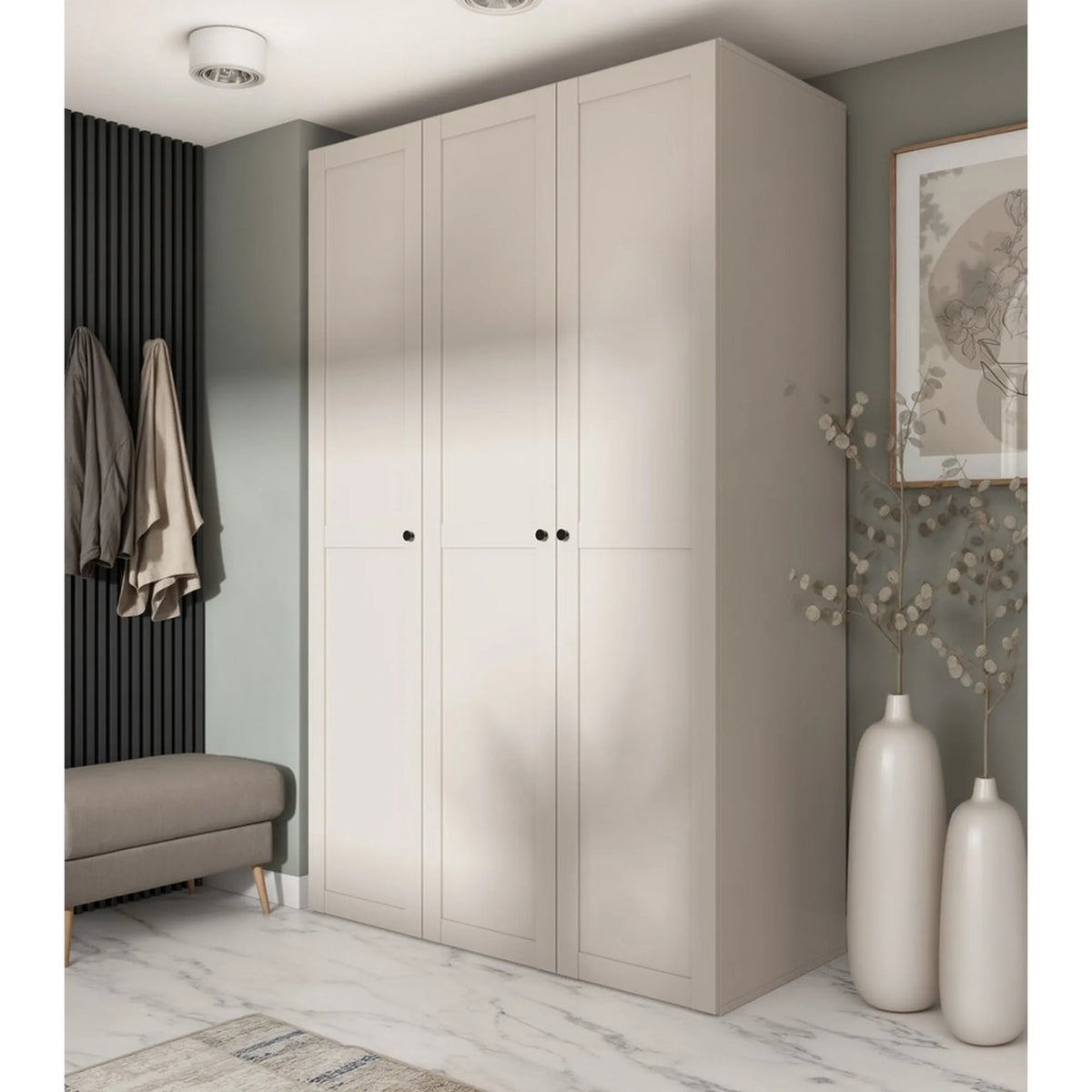 Dulap FLEX, casmir/negru, PAL, cu 3 usi, 150x66x240 cm