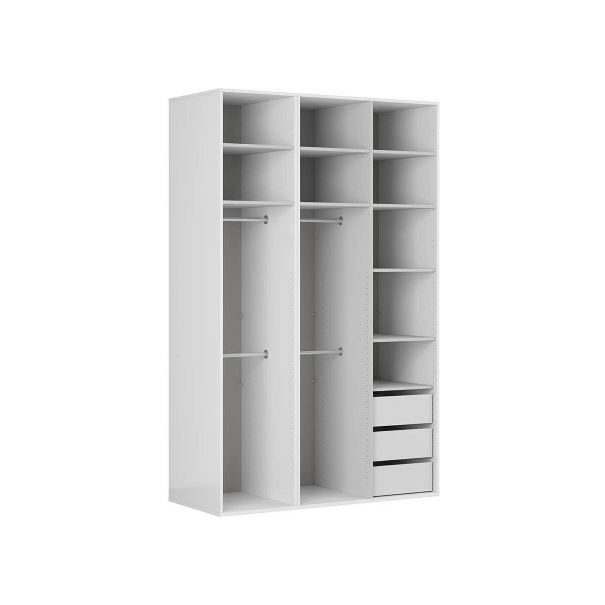 Dulap FLEX, gri grafit/alb, PAL, cu 3 usi si oglinda, 150x66x240 cm