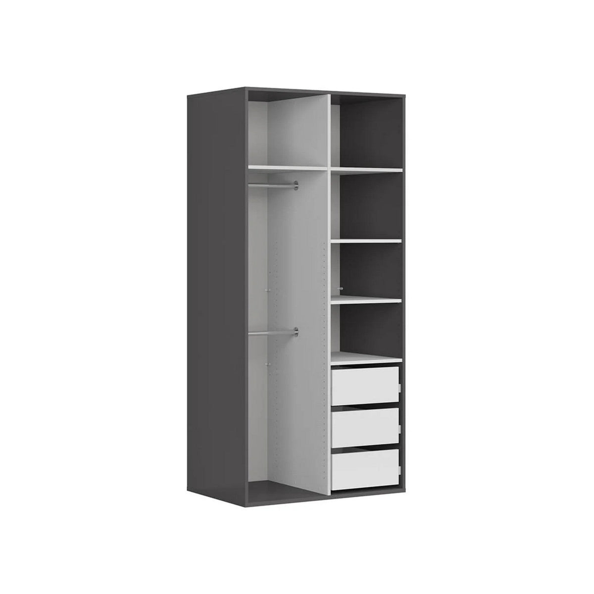 Dulap FLEX, gri grafit, PAL, cu 2 usi, 100x66x218 cm