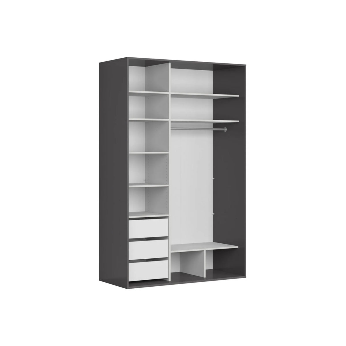 Dulap FLEX, gri grafit, PAL, cu 2 usi, 150x66x240 cm