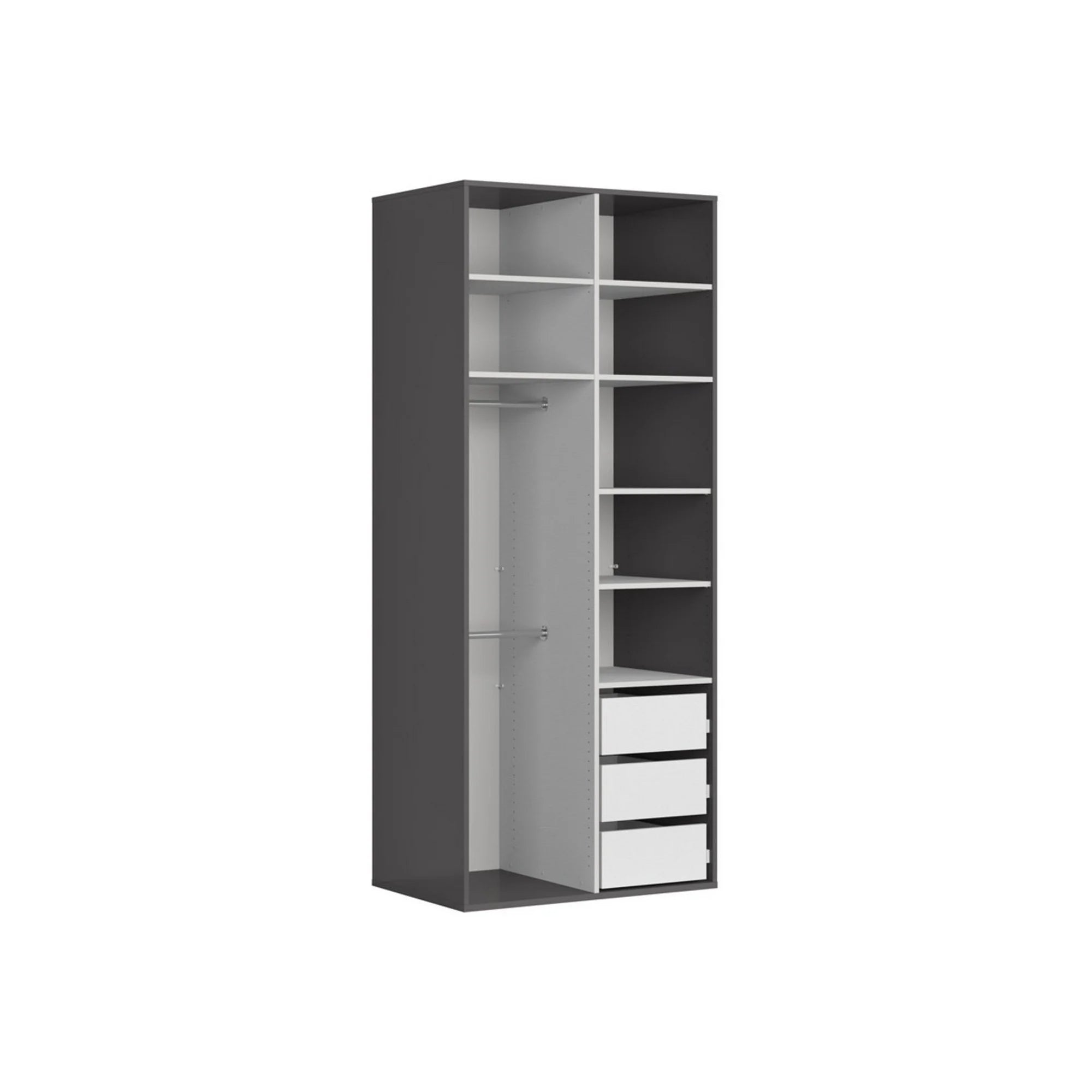 Dulap FLEX, gri grafit/stejar artisan, PAL, cu 2 usi, 100x66x240 cm