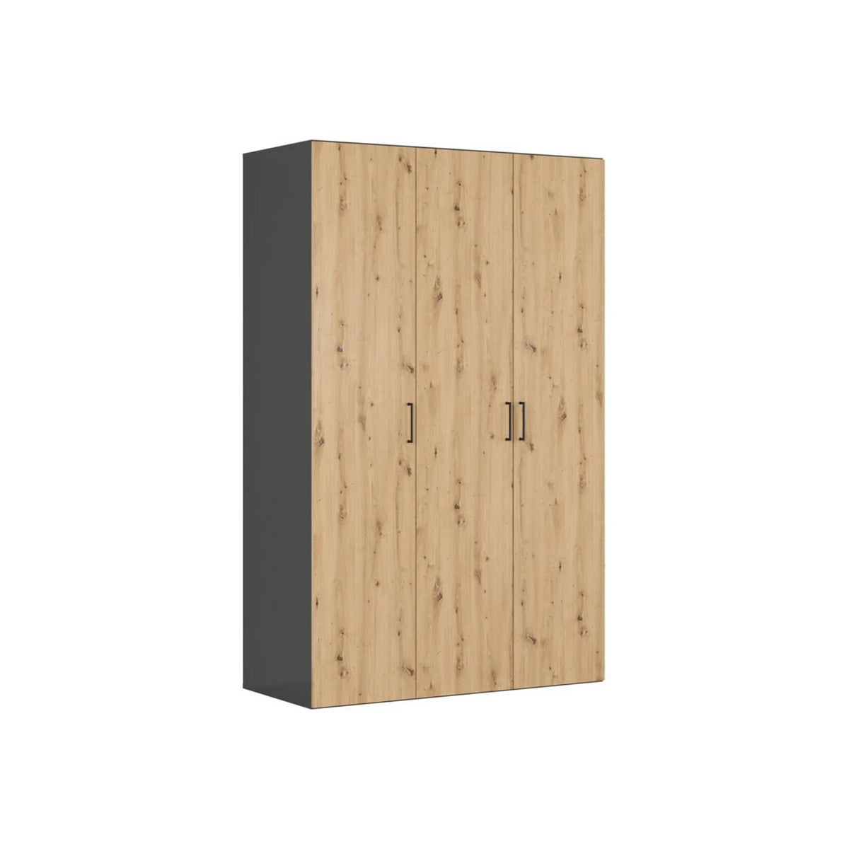 Dulap FLEX, gri grafit/stejar artisan, PAL, cu 3 usi, 150x66x240 cm