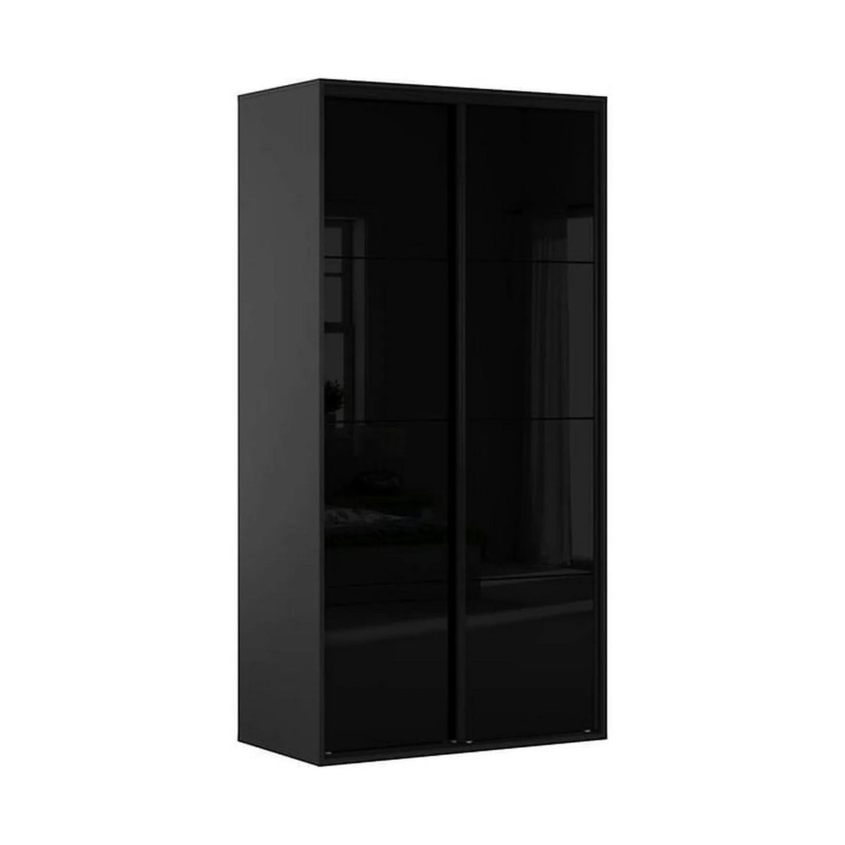 Dulap FLEX, negru lucios/gri grafit, PAL, cu 2 usi, 120x66x240 cm