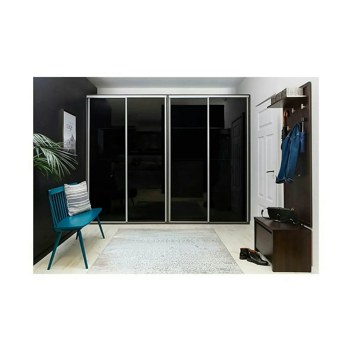 Dulap FLEX, negru lucios/gri grafit, PAL, cu 2 usi, 120x66x240 cm
