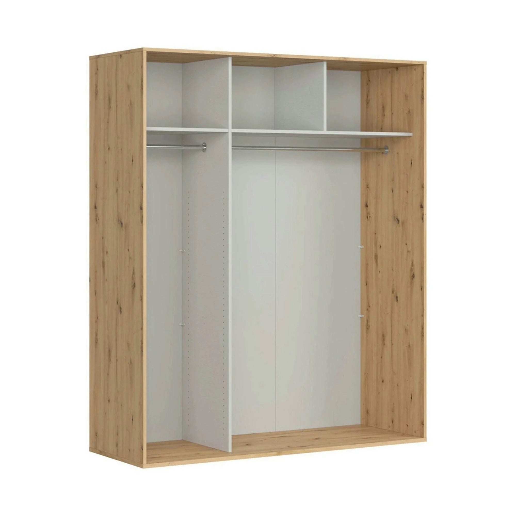 Dulap FLEX, stejar artisan/negru lucios, PAL, cu 2 usi glisante, 180x66x218 cm