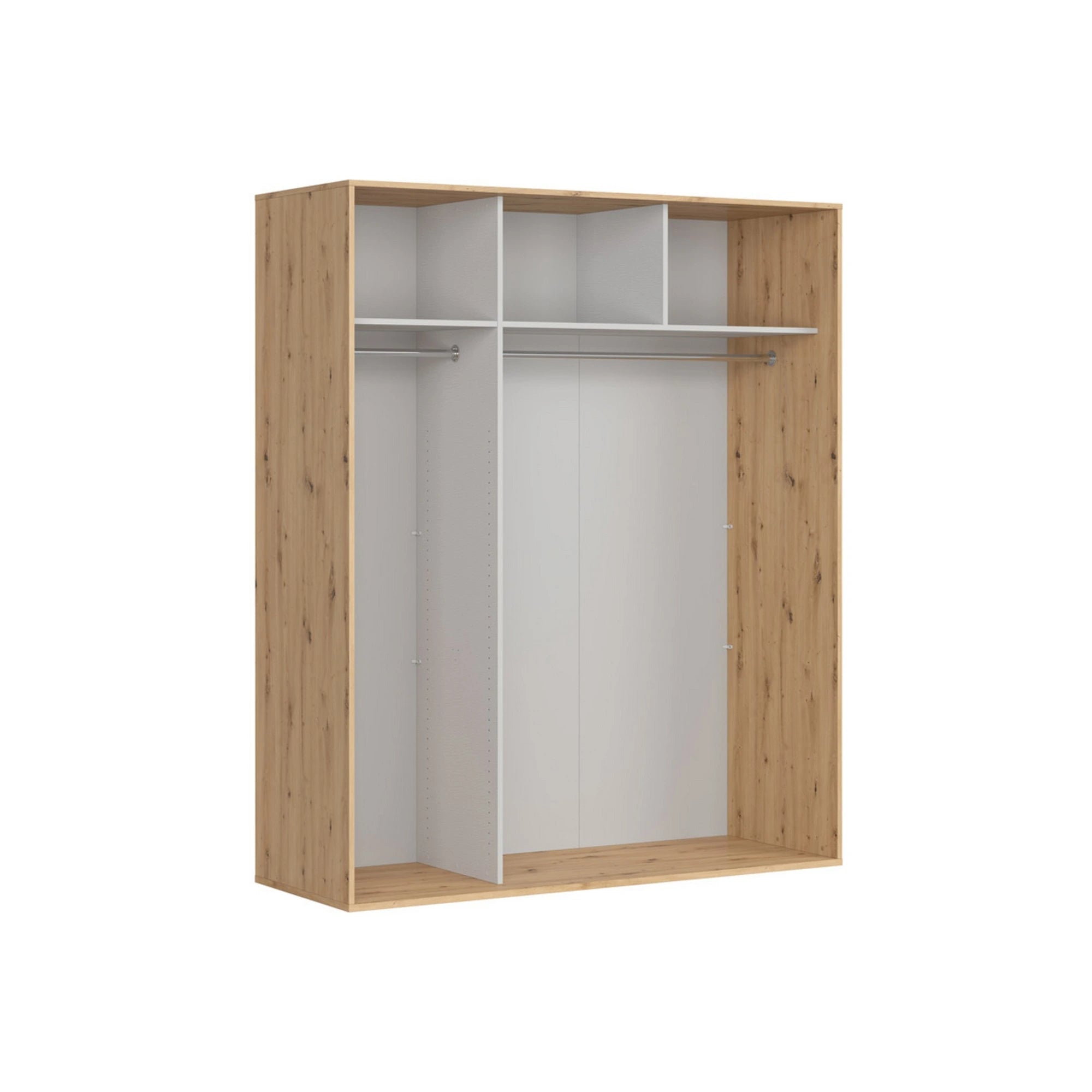 Dulap FLEX, stejar artisan/negru lucios, PAL, cu 2 usi glisante, 180x66x218 cm