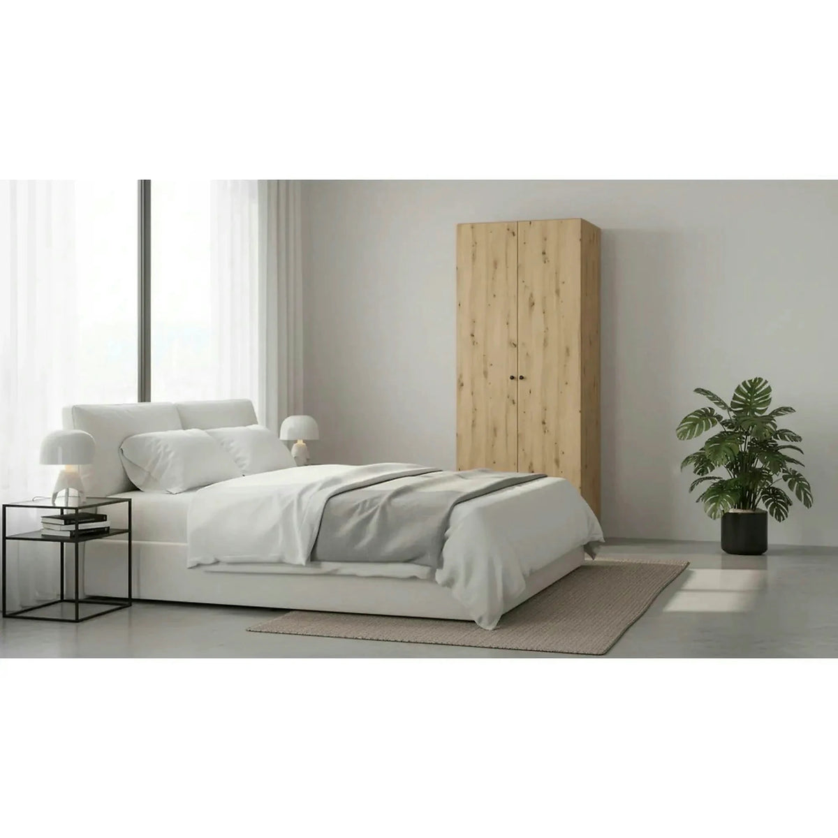Dulap FLEX, stejar artisan, PAL, cu 2 usi, 100x66x240 cm