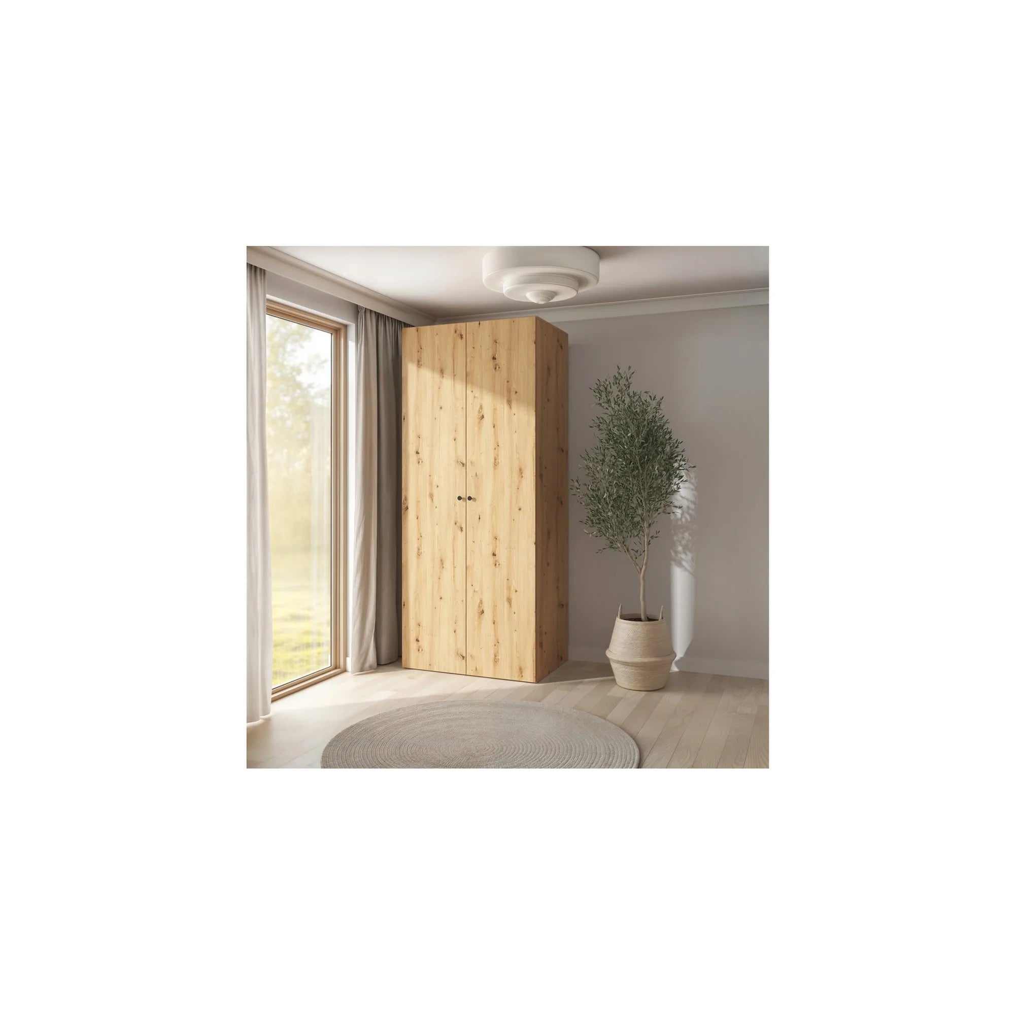 Dulap FLEX, stejar artisan, PAL, cu 2 usi, 100x66x240 cm