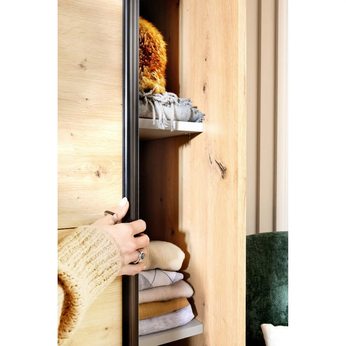 Dulap FLEX, stejar artisan, PAL, cu 2 usi glisante, 200x66x240 cm