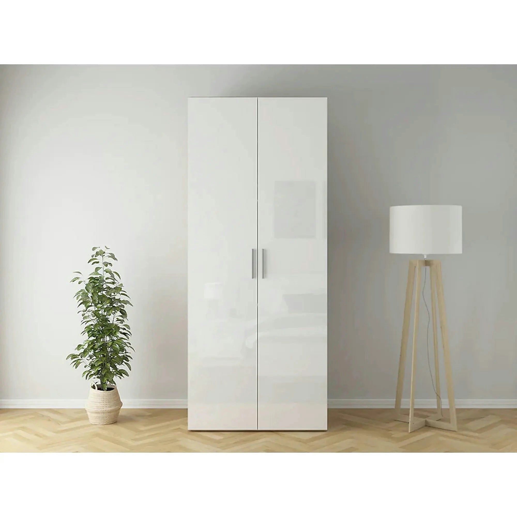 Dulap FLEX, stejar sonoma/alb lucios, PAL, cu 2 usi, 100x66x240 cm
