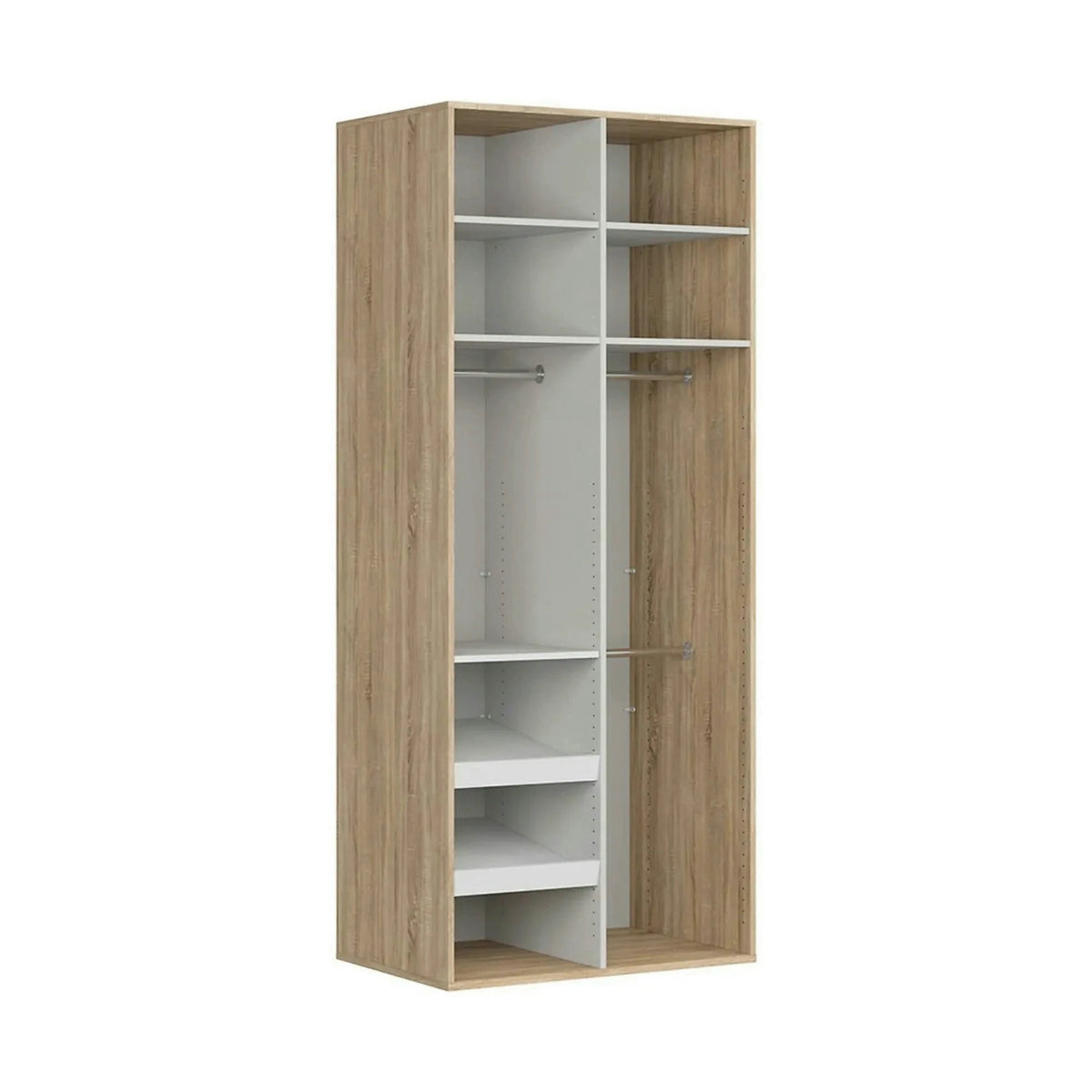 Dulap FLEX, stejar sonoma/alb lucios, PAL, cu 2 usi, 100x66x240 cm