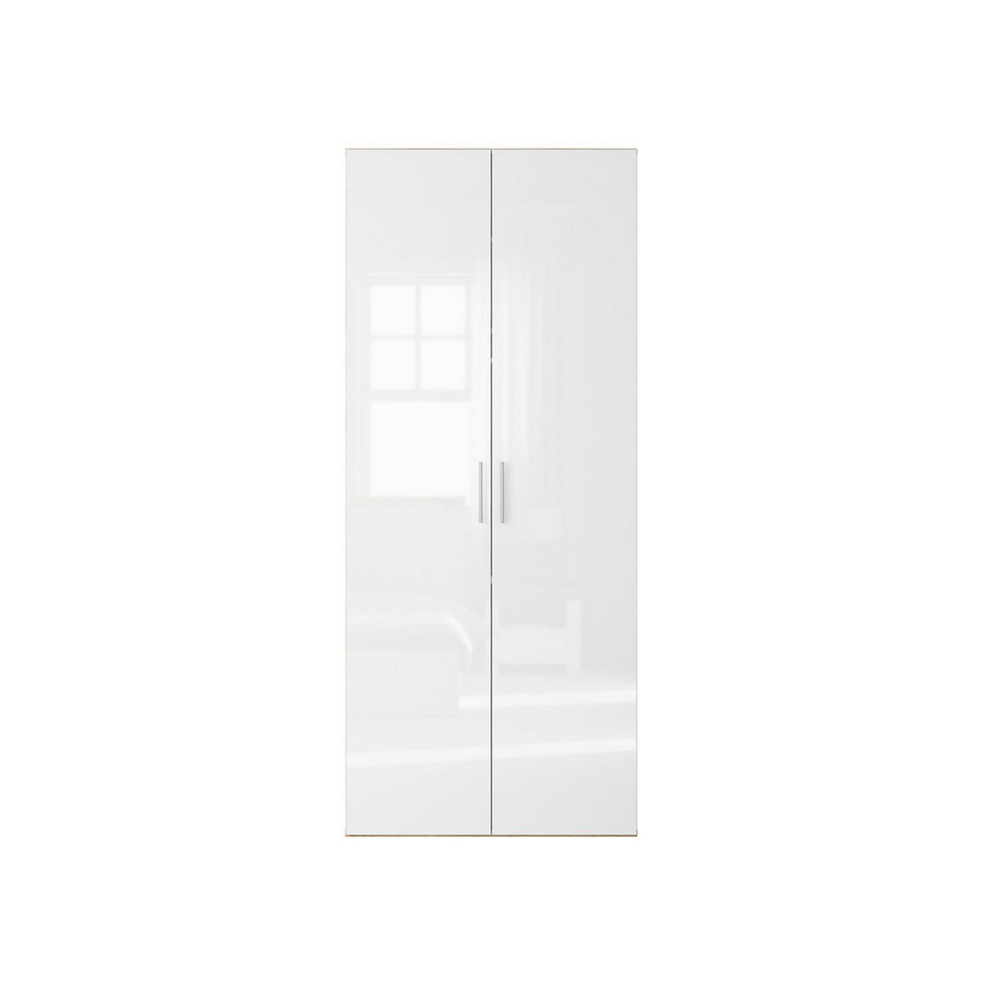 Dulap FLEX, stejar sonoma/alb lucios, PAL, cu 2 usi, 100x66x240 cm