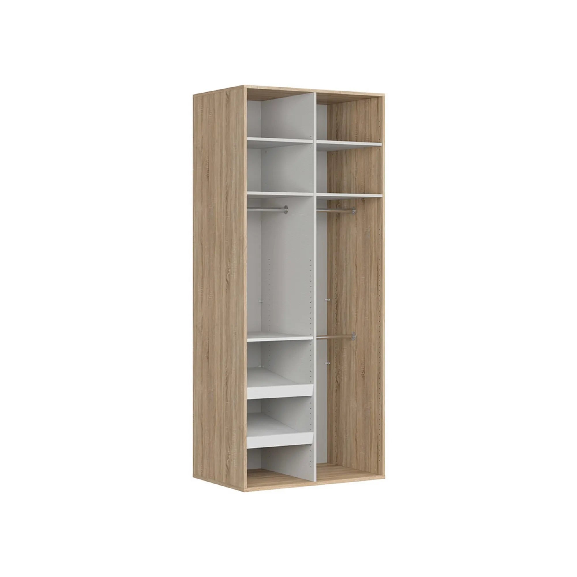 Dulap FLEX, stejar sonoma/alb lucios, PAL, cu 2 usi, 100x66x240 cm