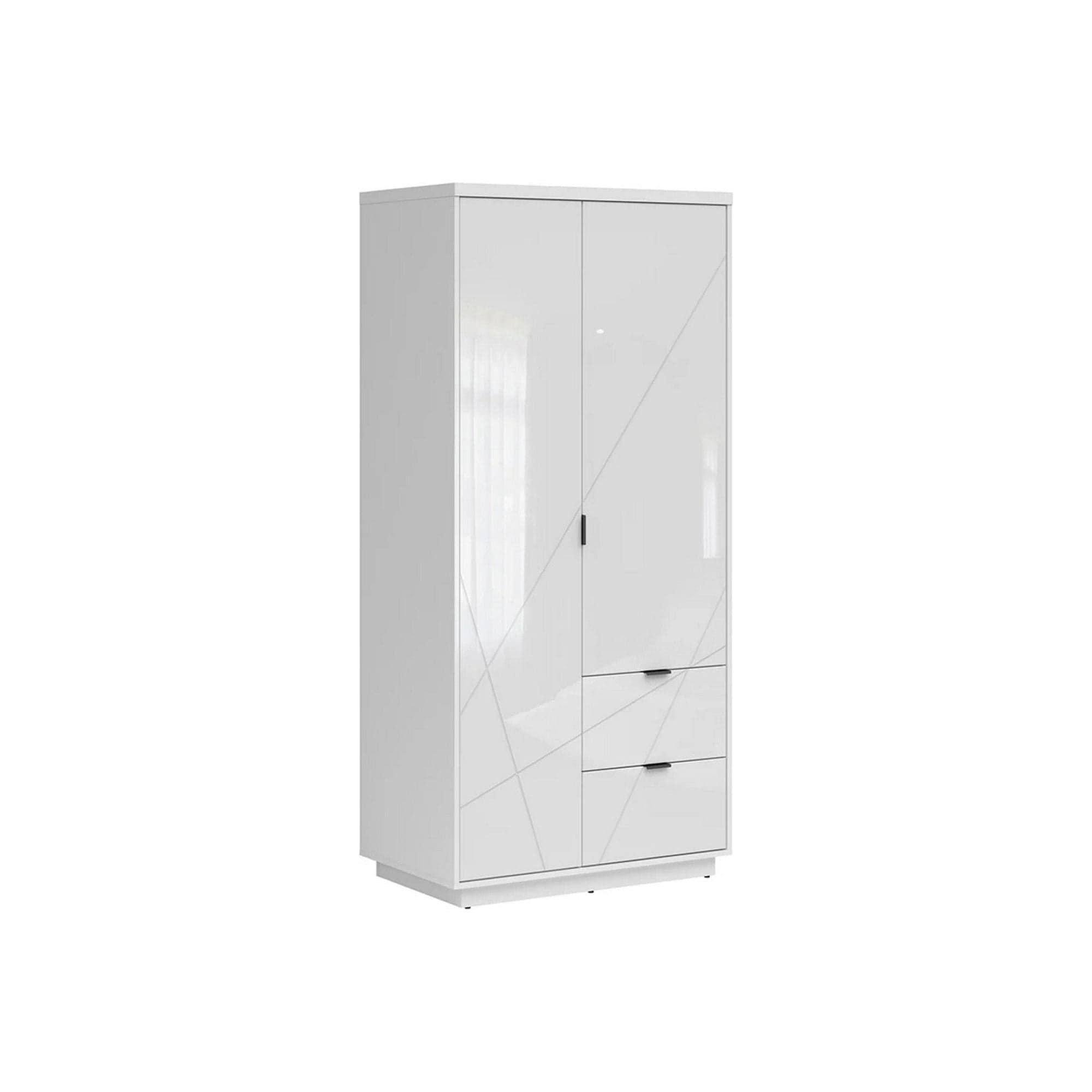 Dulap FORN, alb lucios, PAL melaminat, cu 2 usi si 2 sertare, 94x57x201 cm