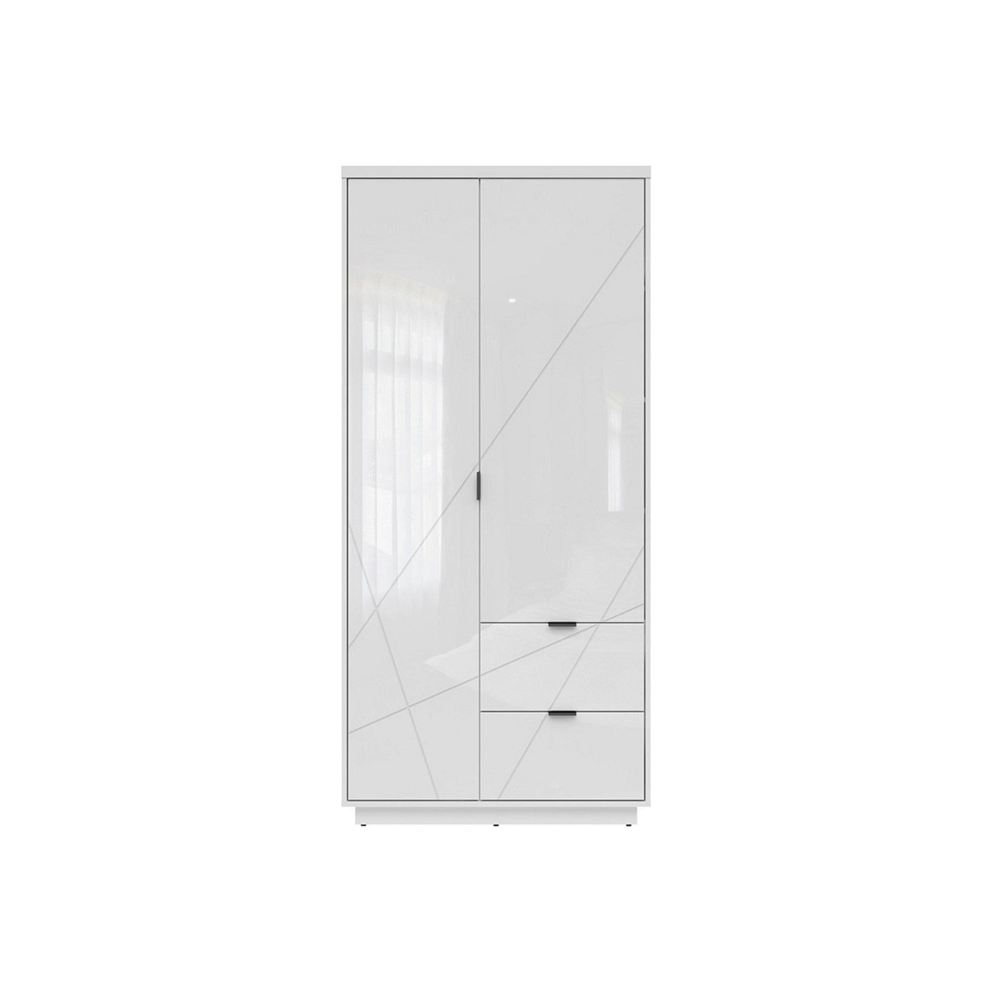 Dulap FORN, alb lucios, PAL melaminat, cu 2 usi si 2 sertare, 94x57x201 cm