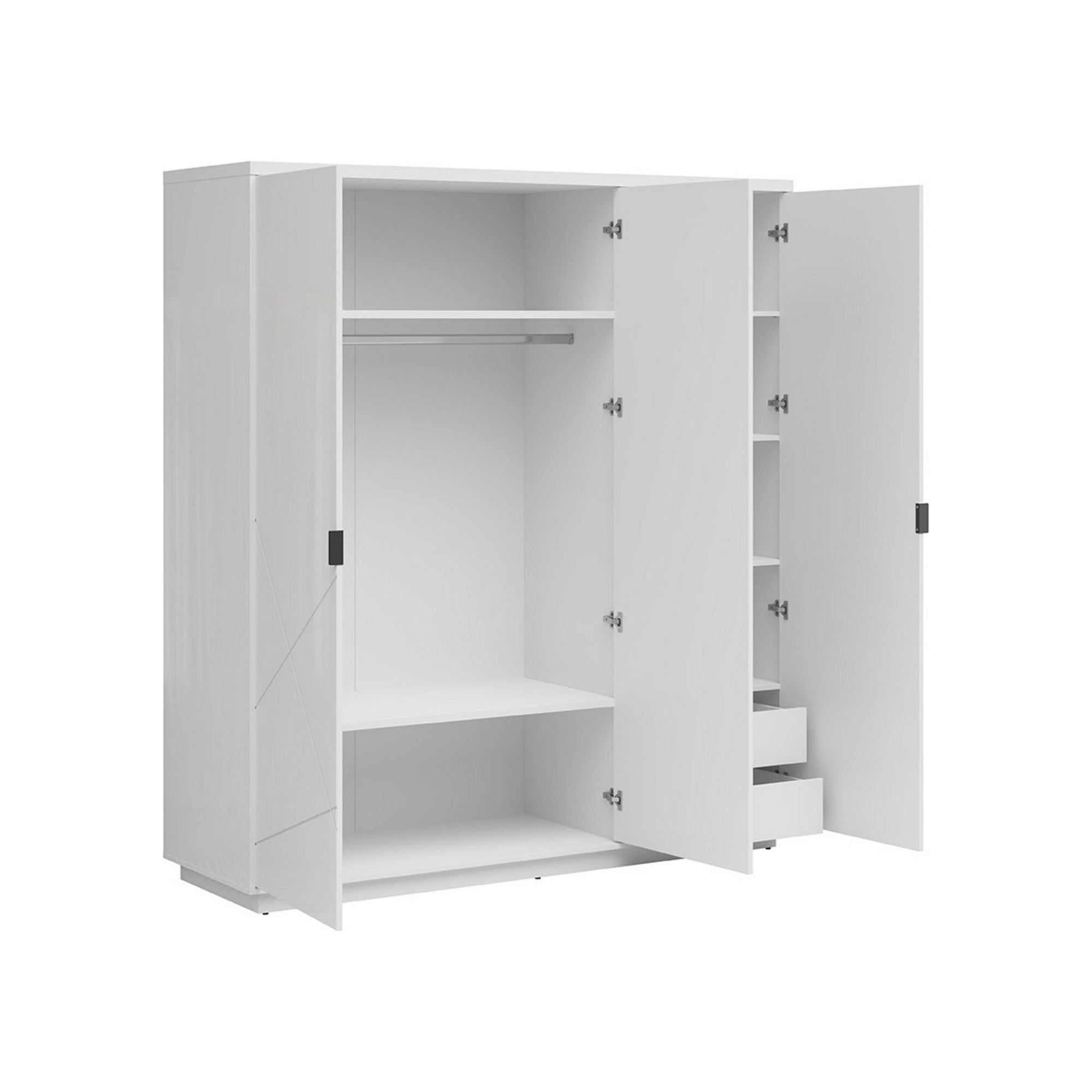 Dulap FORN, alb lucios, PAL melaminat, cu 3 usi, 180x57x201 cm