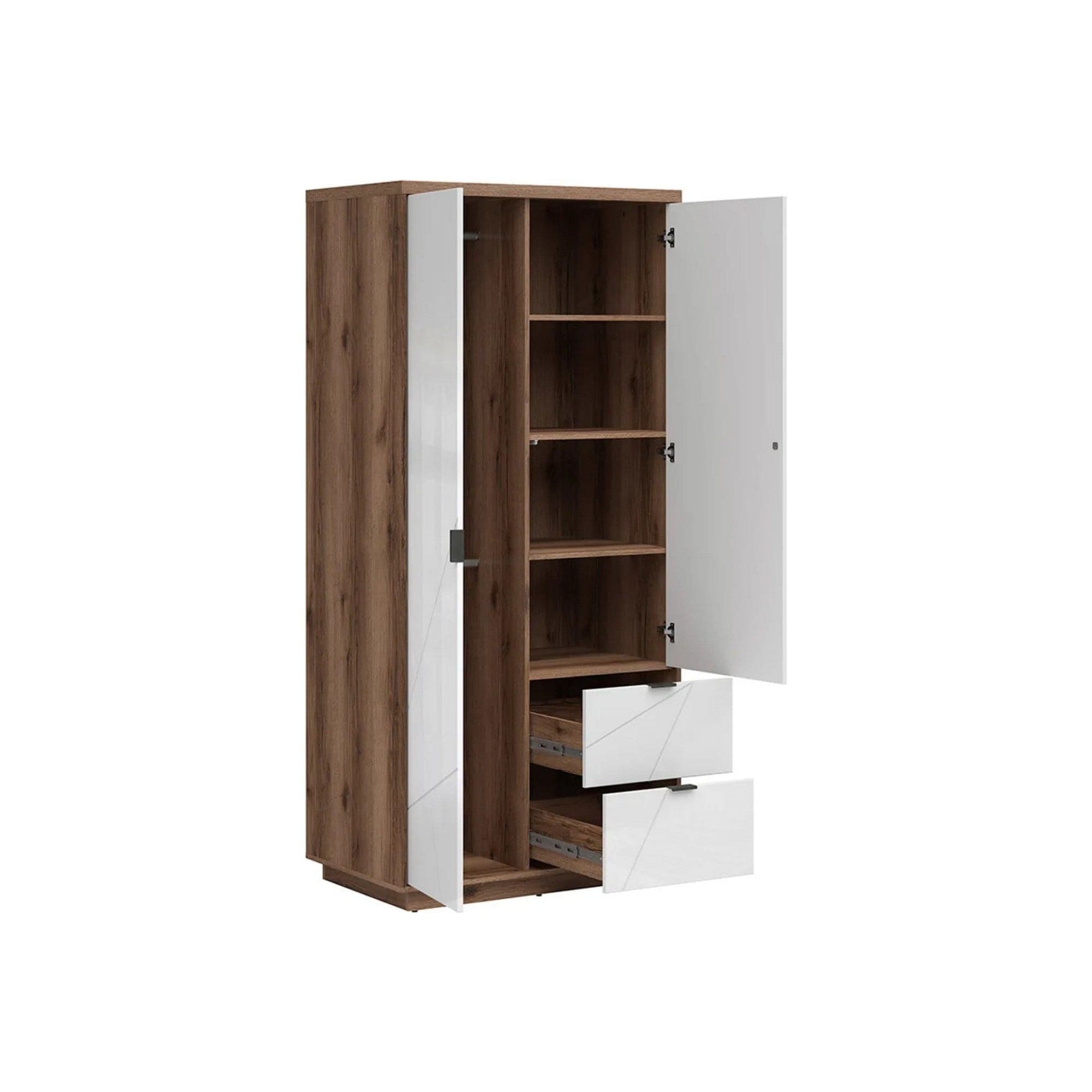 Dulap FORN, nuc/alb lucios, PAL melaminat, cu 2 usi, 94x57x201 cm