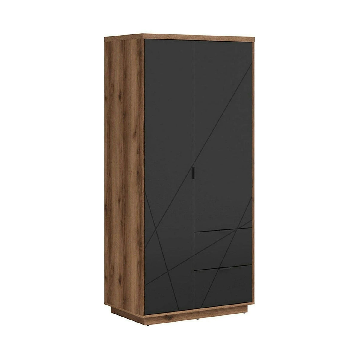 Dulap FORN, nuc/negru mat, PAL melaminat, cu 2 usi si 2 sertare, 94x57x201 cm