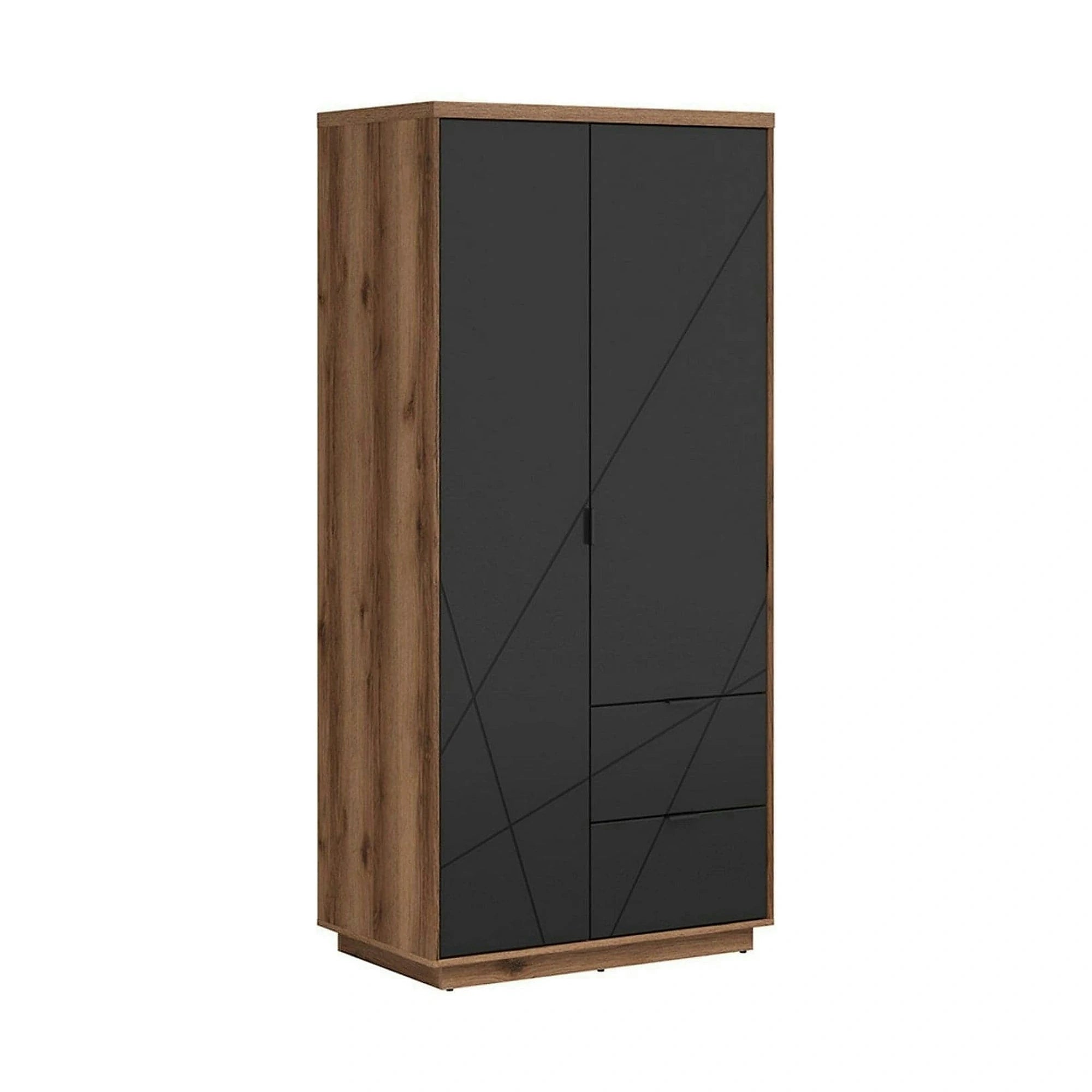 Dulap FORN, nuc/negru mat, PAL melaminat, cu 2 usi si 2 sertare, 94x57x201 cm